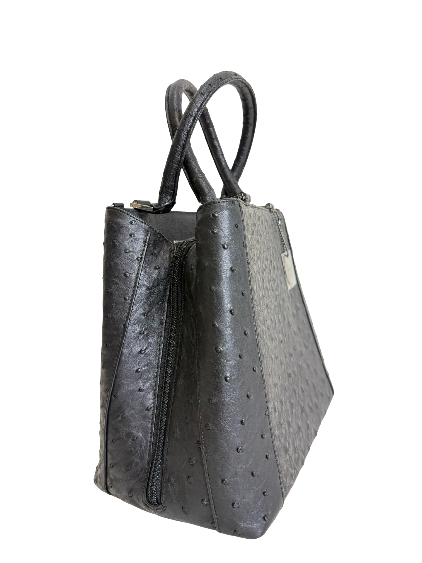 Genuine Full Quill Ostrich Leather Handbag – Black thumbnail 5