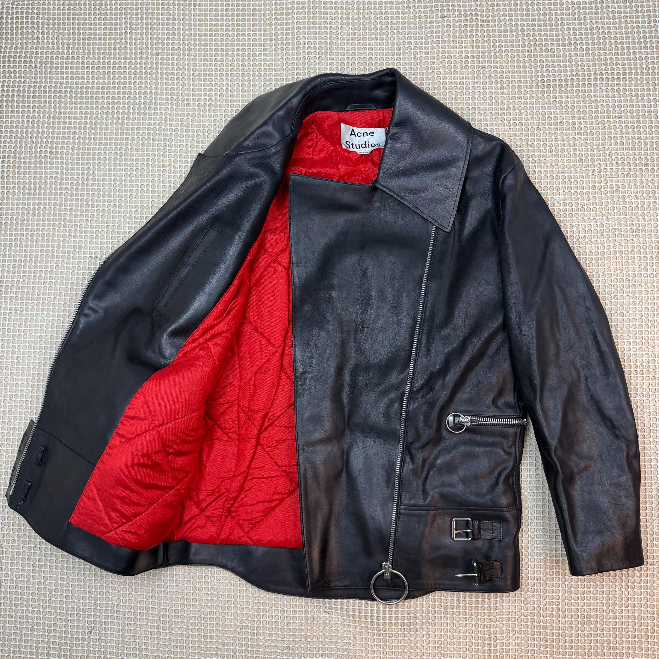 Acne Studios Morely Oversized Leather Biker Jacket (Size 36) thumbnail 9