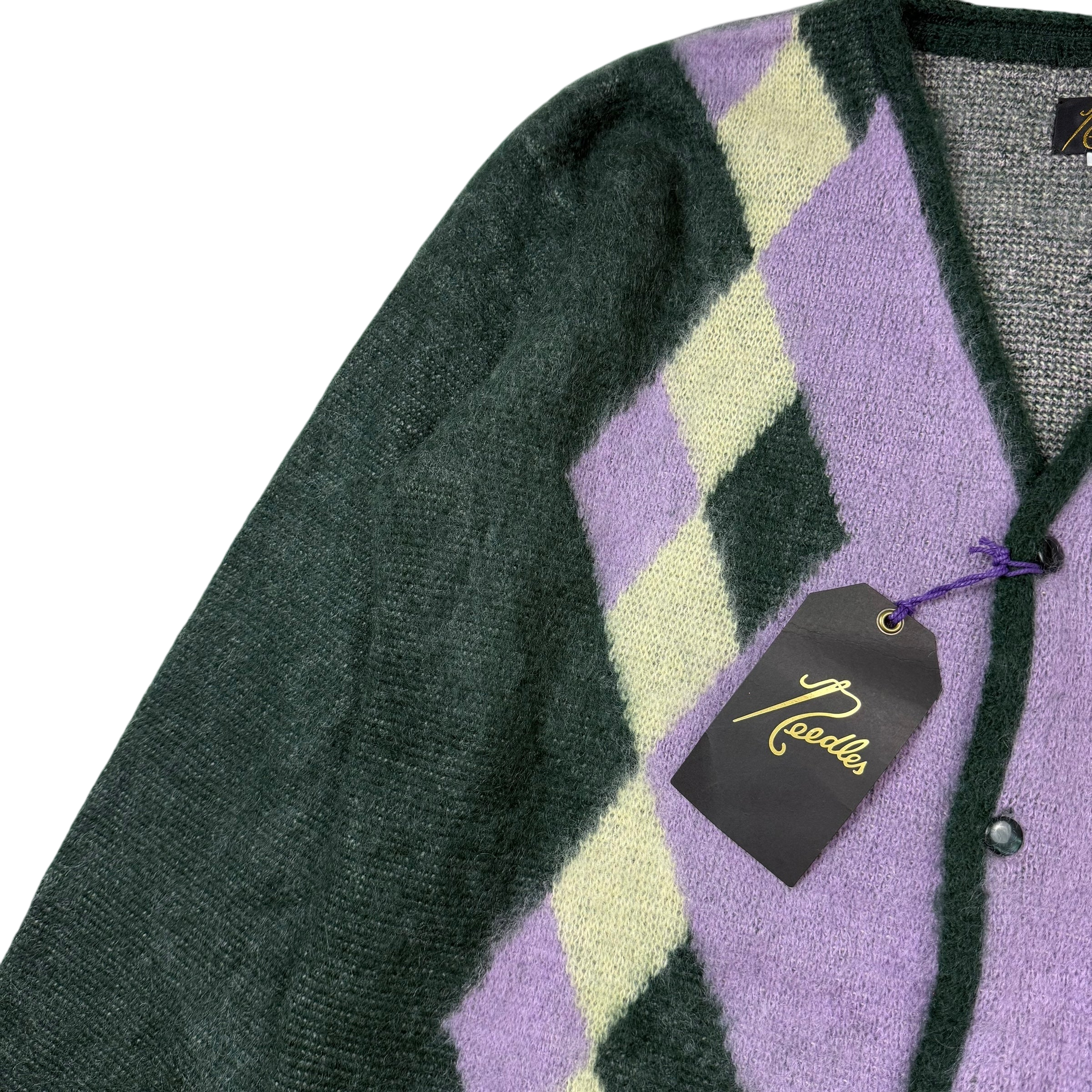 Needles AW22 Mohair Diamond Cardigan Purple & Green (Size L) thumbnail 3