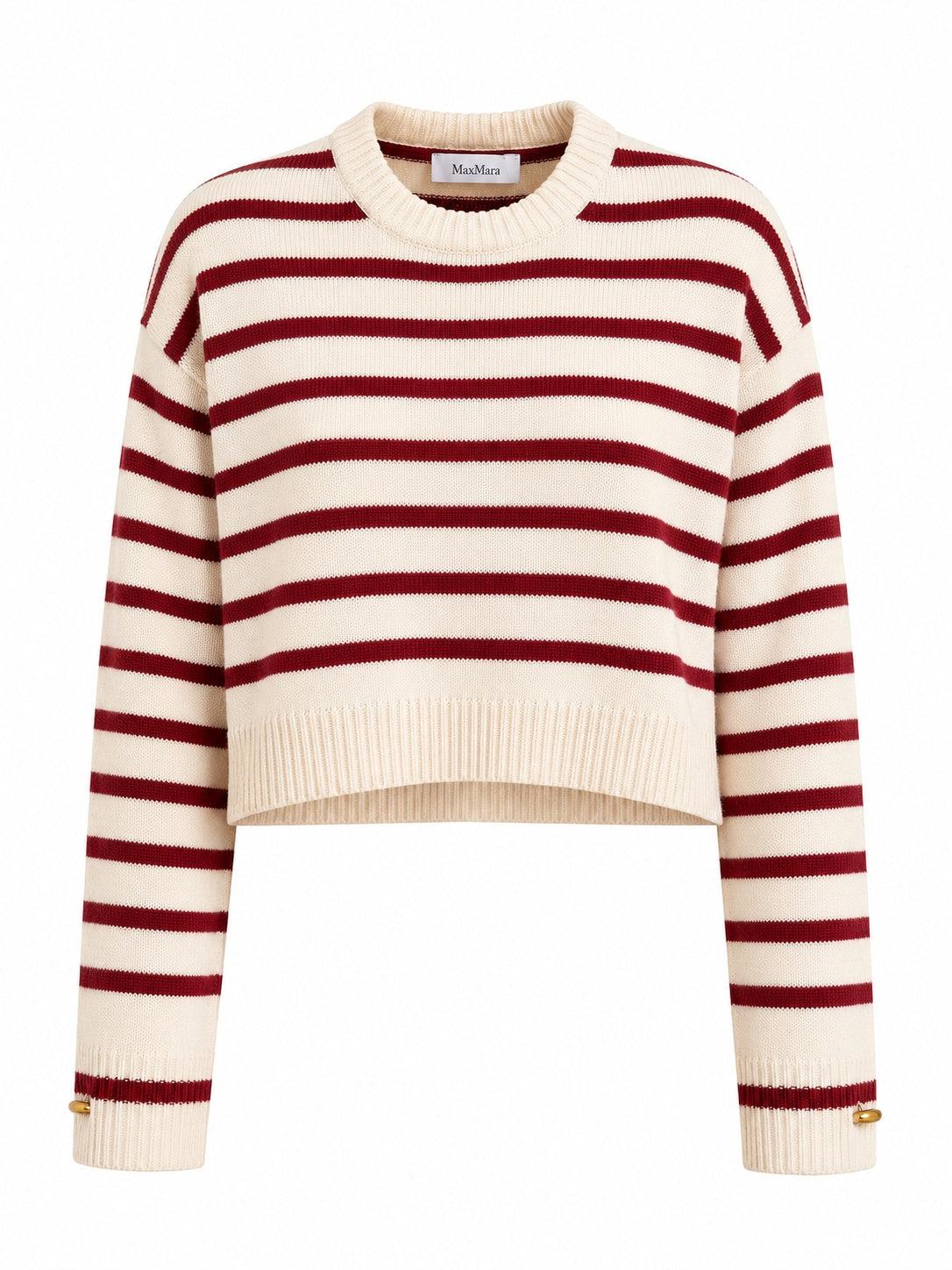 Max Mara Cream Red Stripe Sweater M