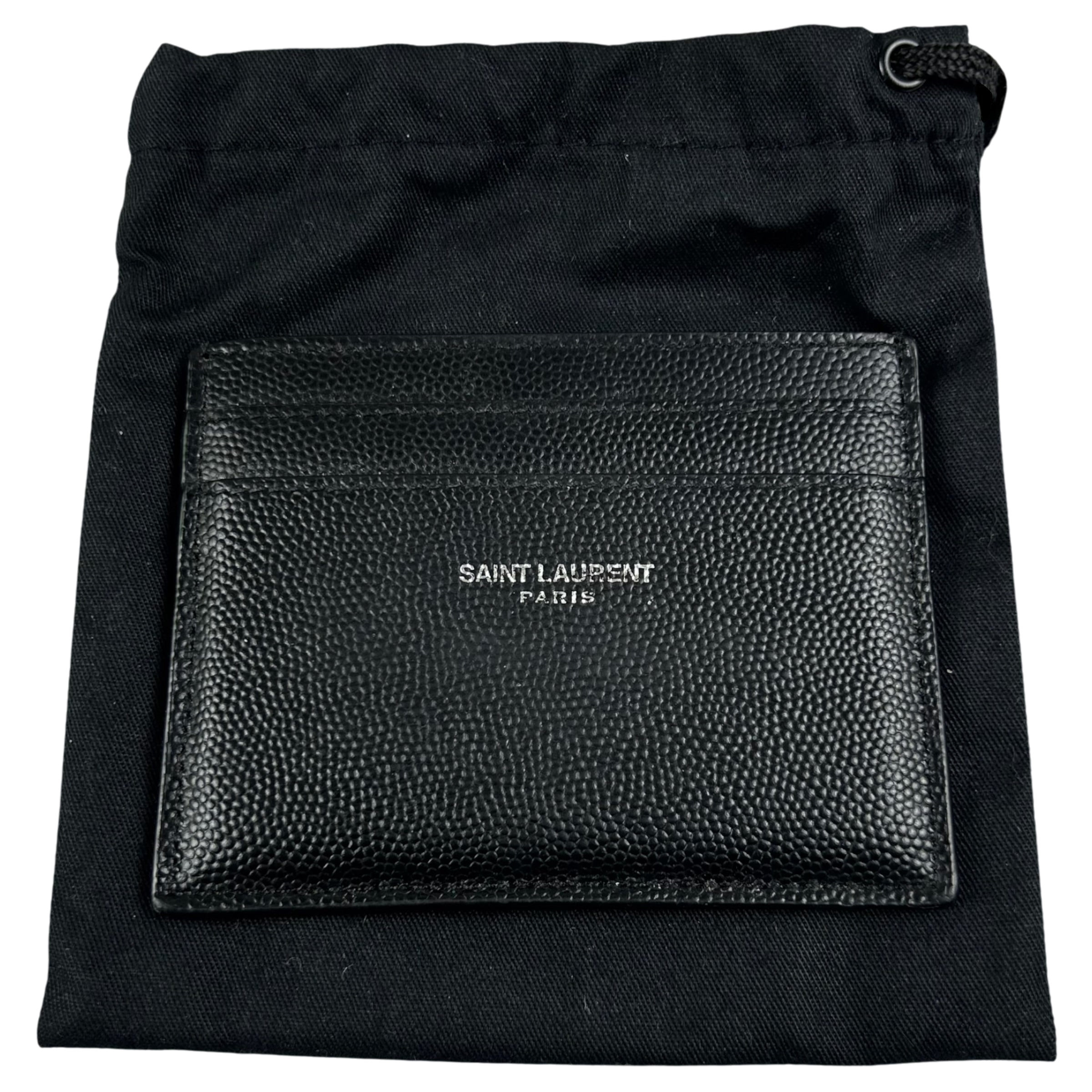 Saint Laurent Grained Leather Card Holder Black