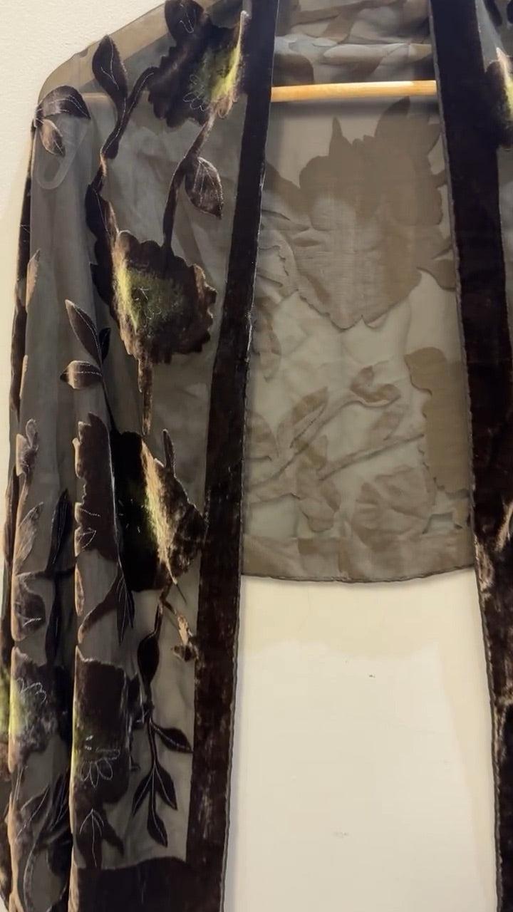 Khaki Velvet Floral Wrap thumbnail 2
