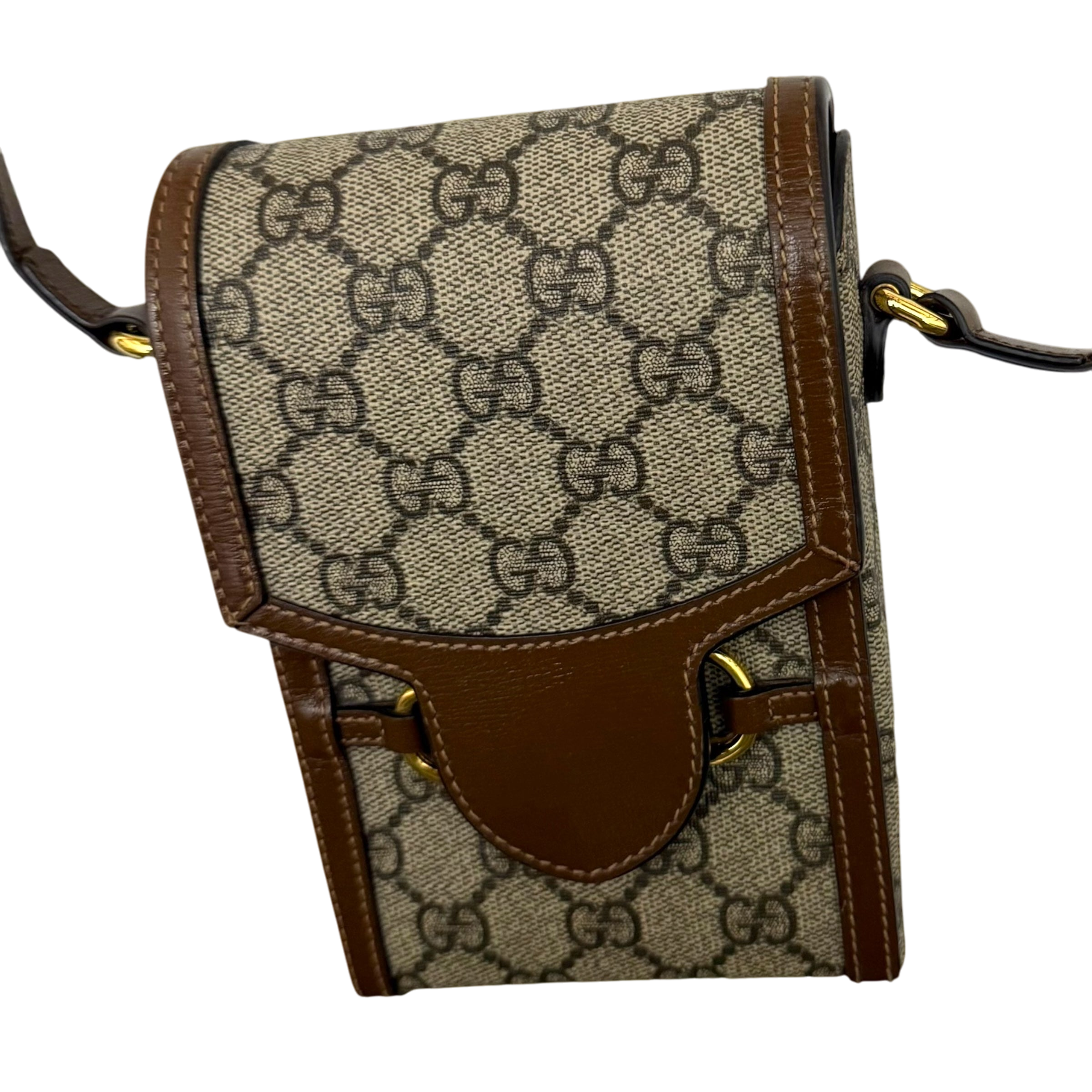 Gucci Horsebit 1955 Mini Leather Shoulder Bag Beige/Brown thumbnail 7