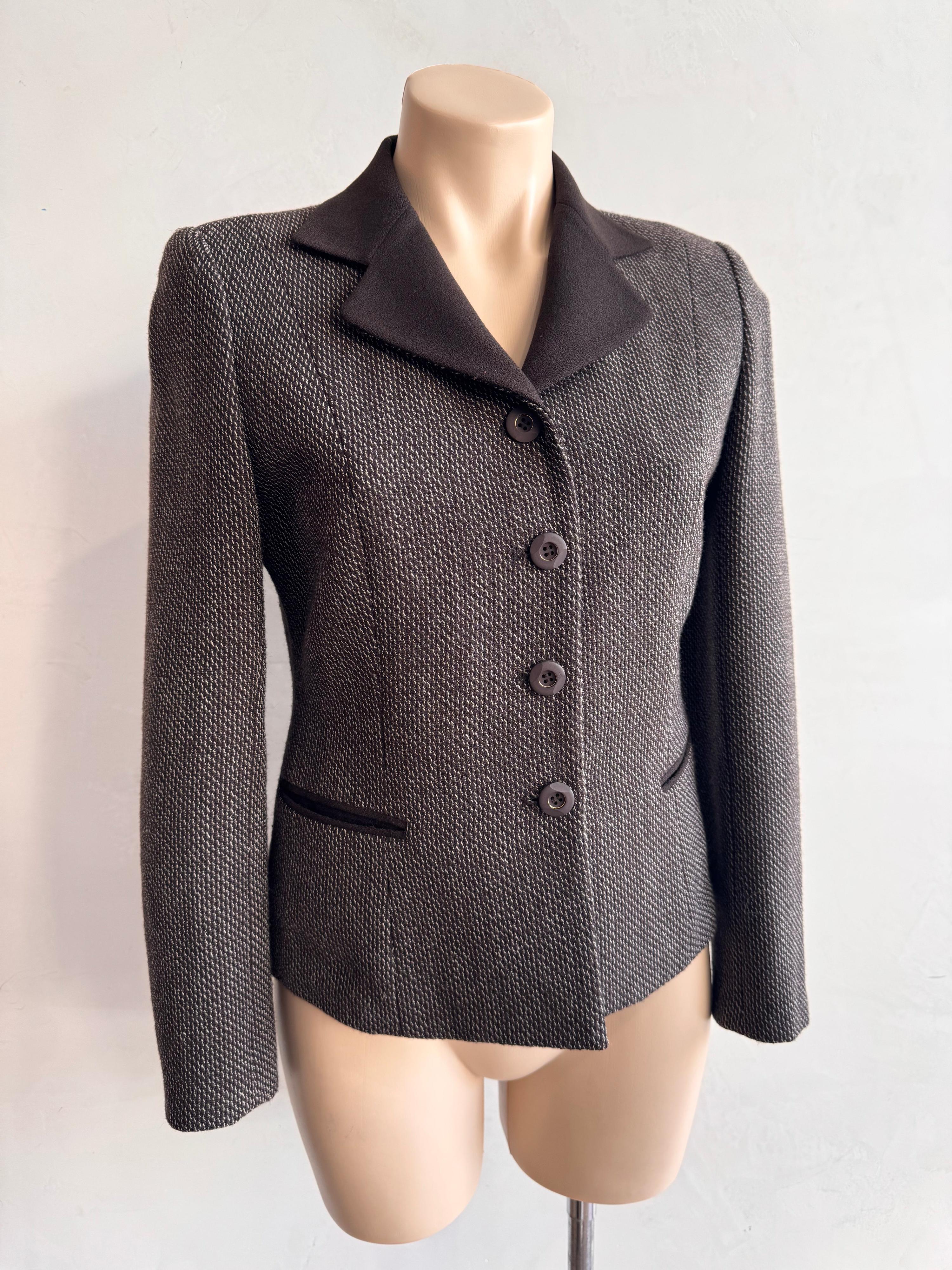 Vintage Cathay Brown Wool Blend Jacket - size S thumbnail 4