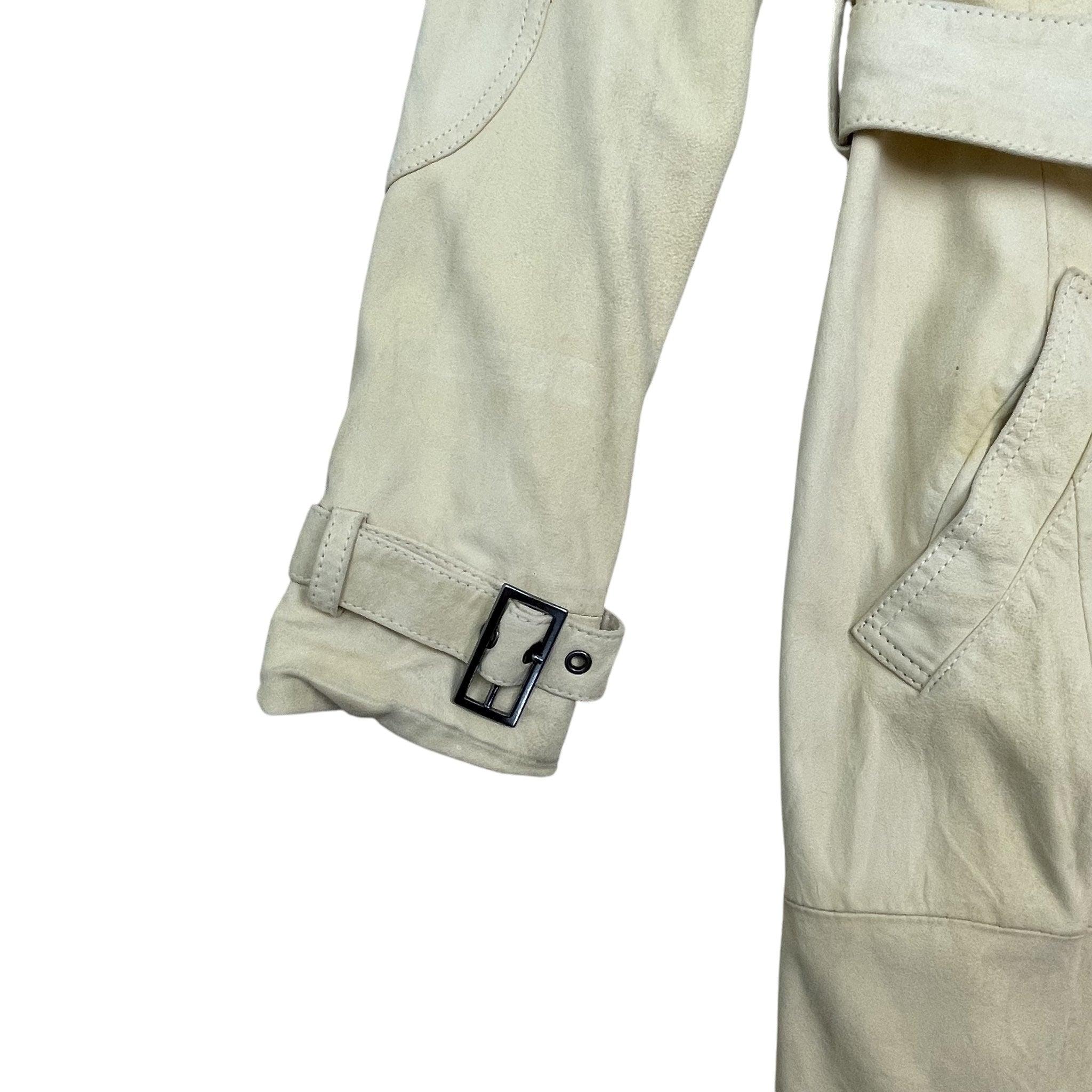 Versace 90s Suede Eyelet Coat Light Yellow (Size XS Womens) thumbnail 6