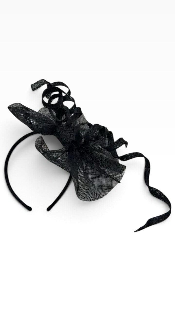 Black Sinamay Twirl Fascinator Headband