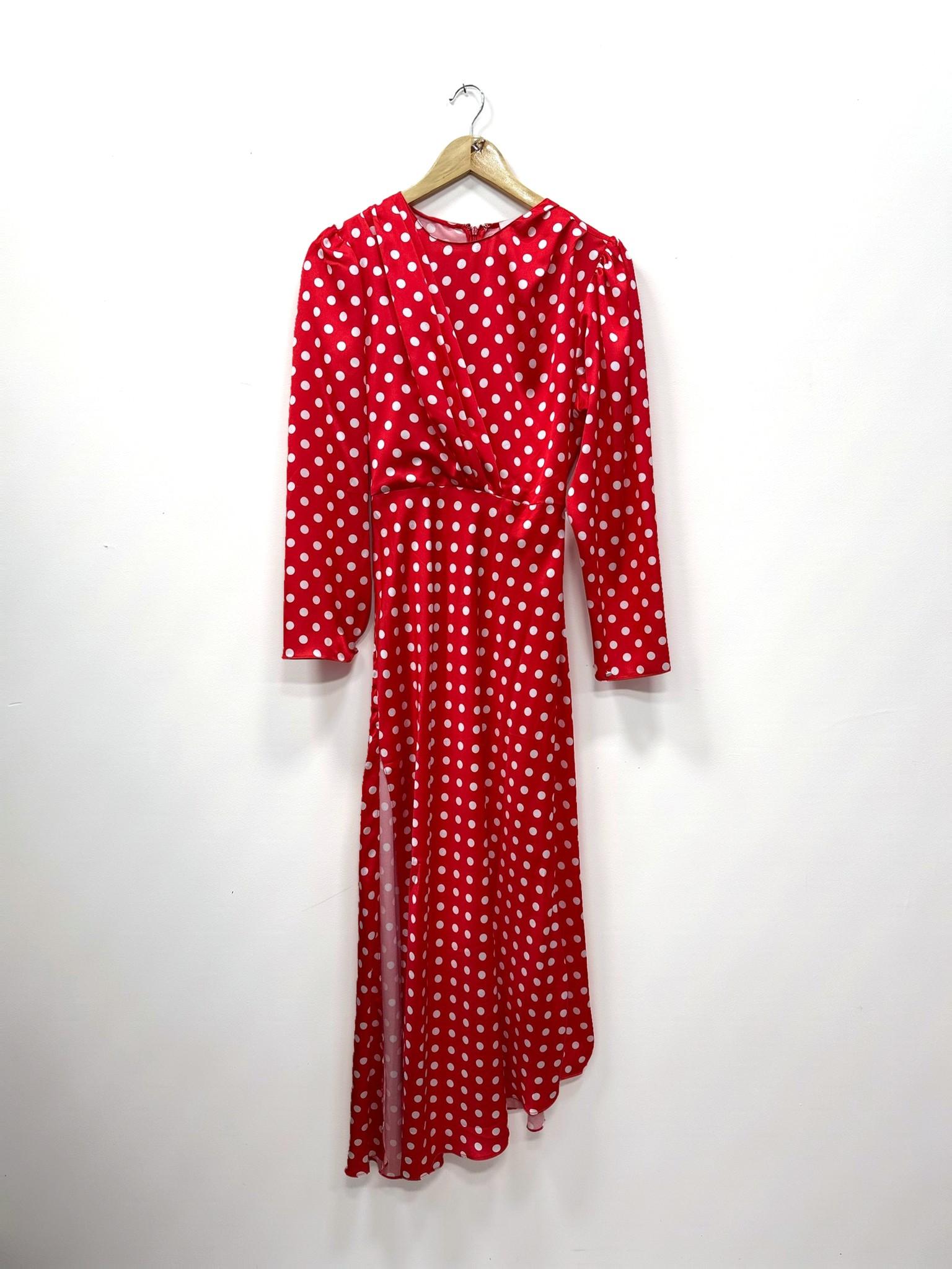 Ronny Kobo Red Polka Dot Maxi Dress M