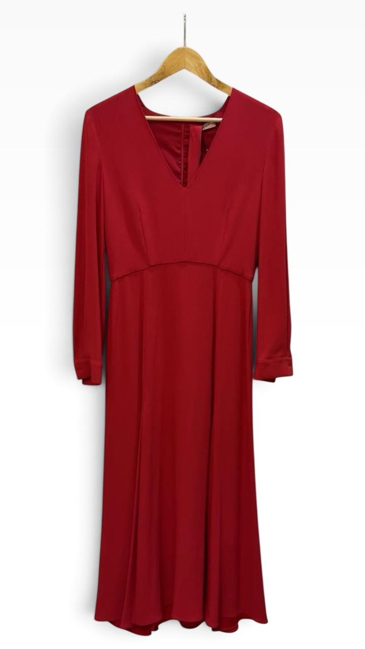 Twin-Set Red V-Neck Maxi Dress 42