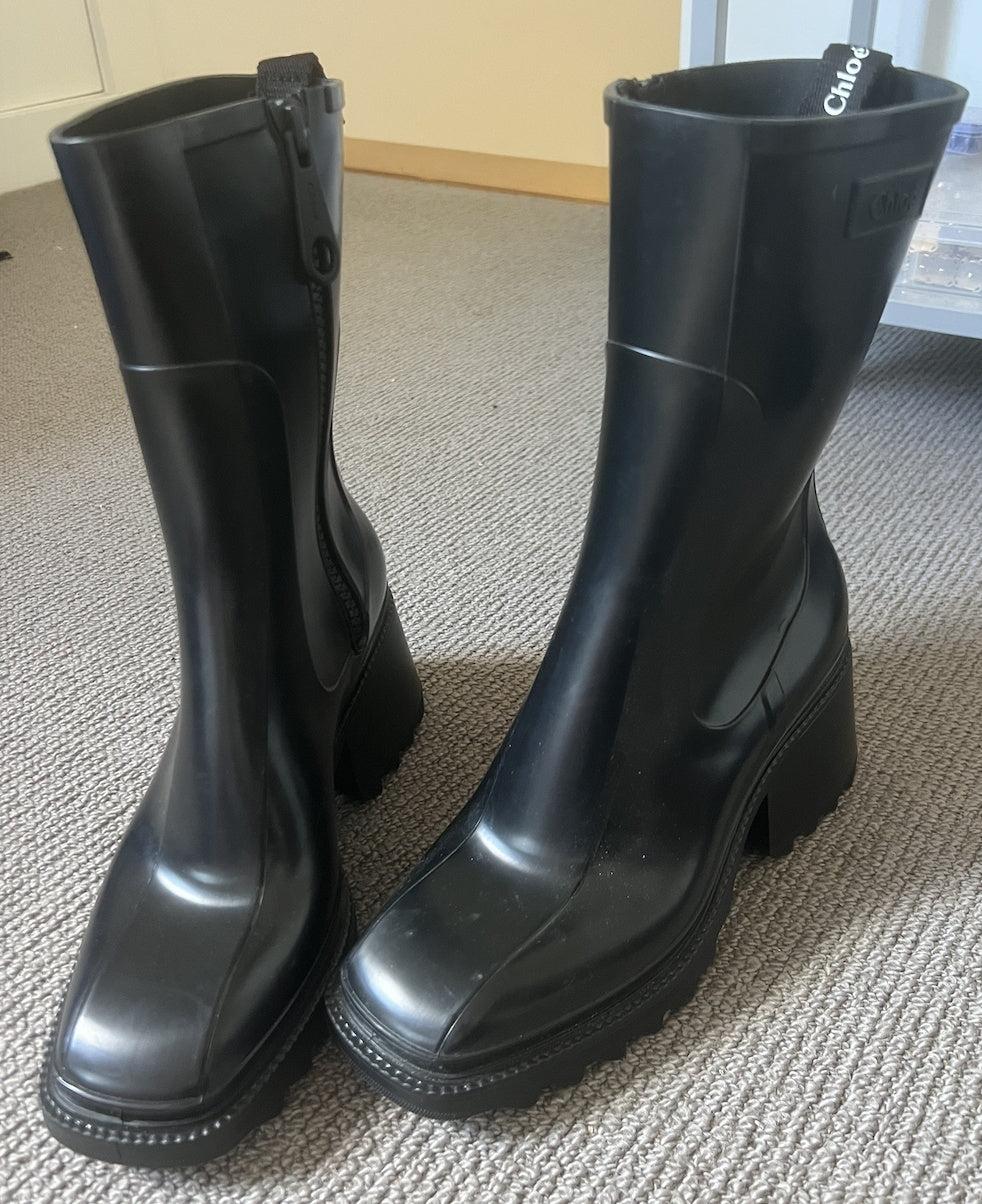 Chloe Black Rain Boots 40