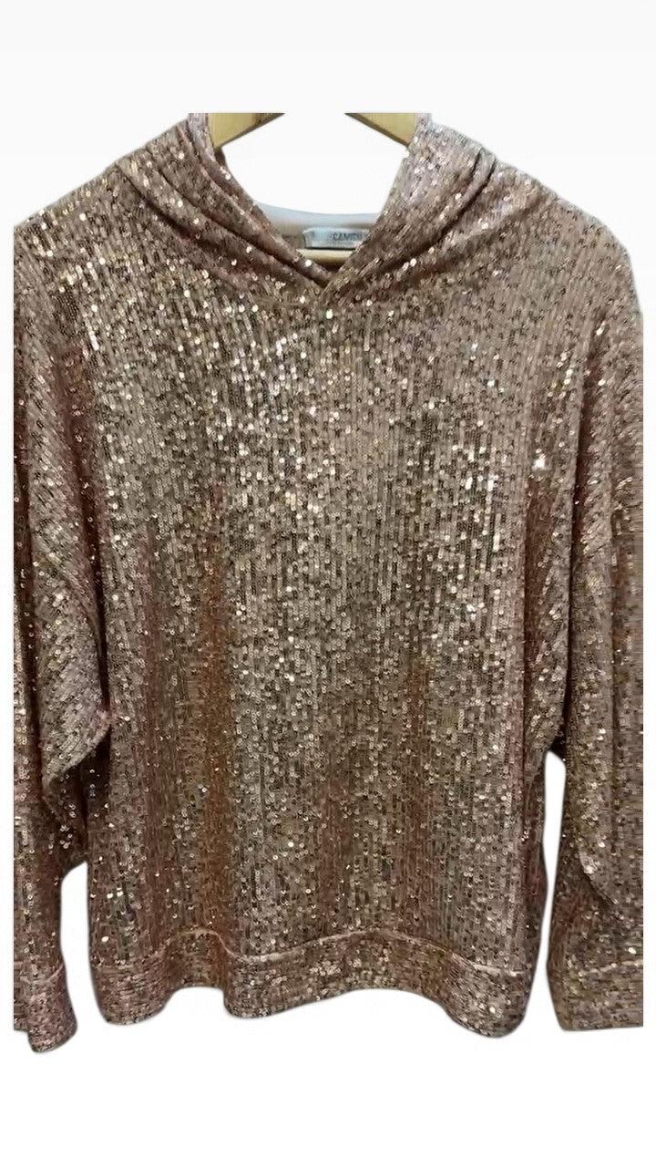 Nara Camicie Bronze Sequin Hoodie 44 thumbnail 5