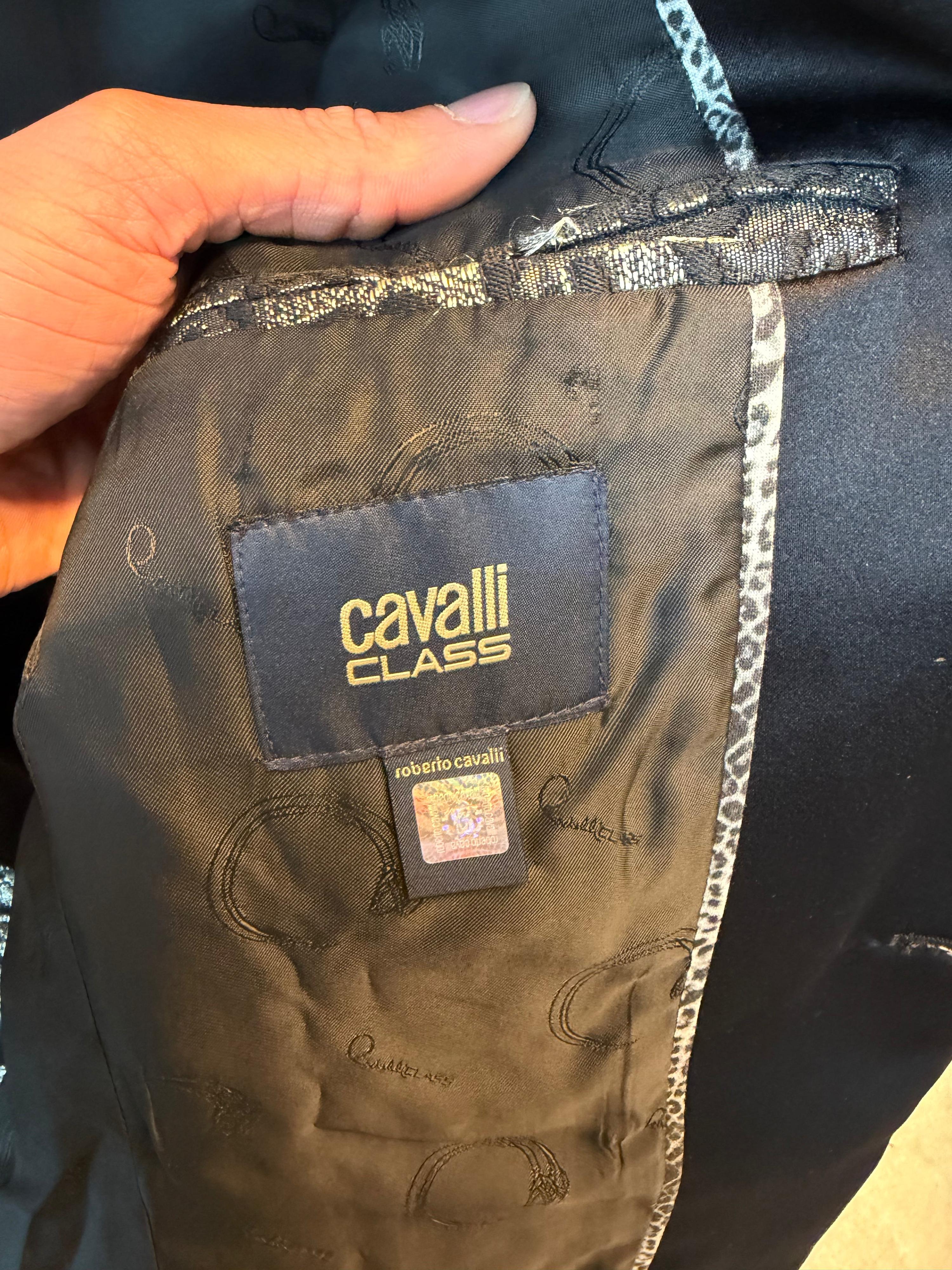 Cavalli Class Single Breasted Leopard Print Blazer Grey / Black (Size XS) thumbnail 2
