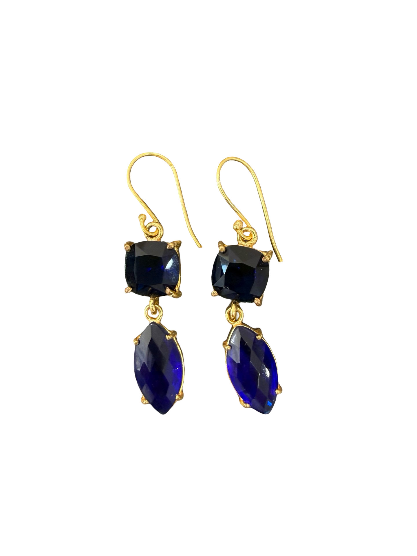 Gemajesty Navy Square & Oval Hoop Earrings
