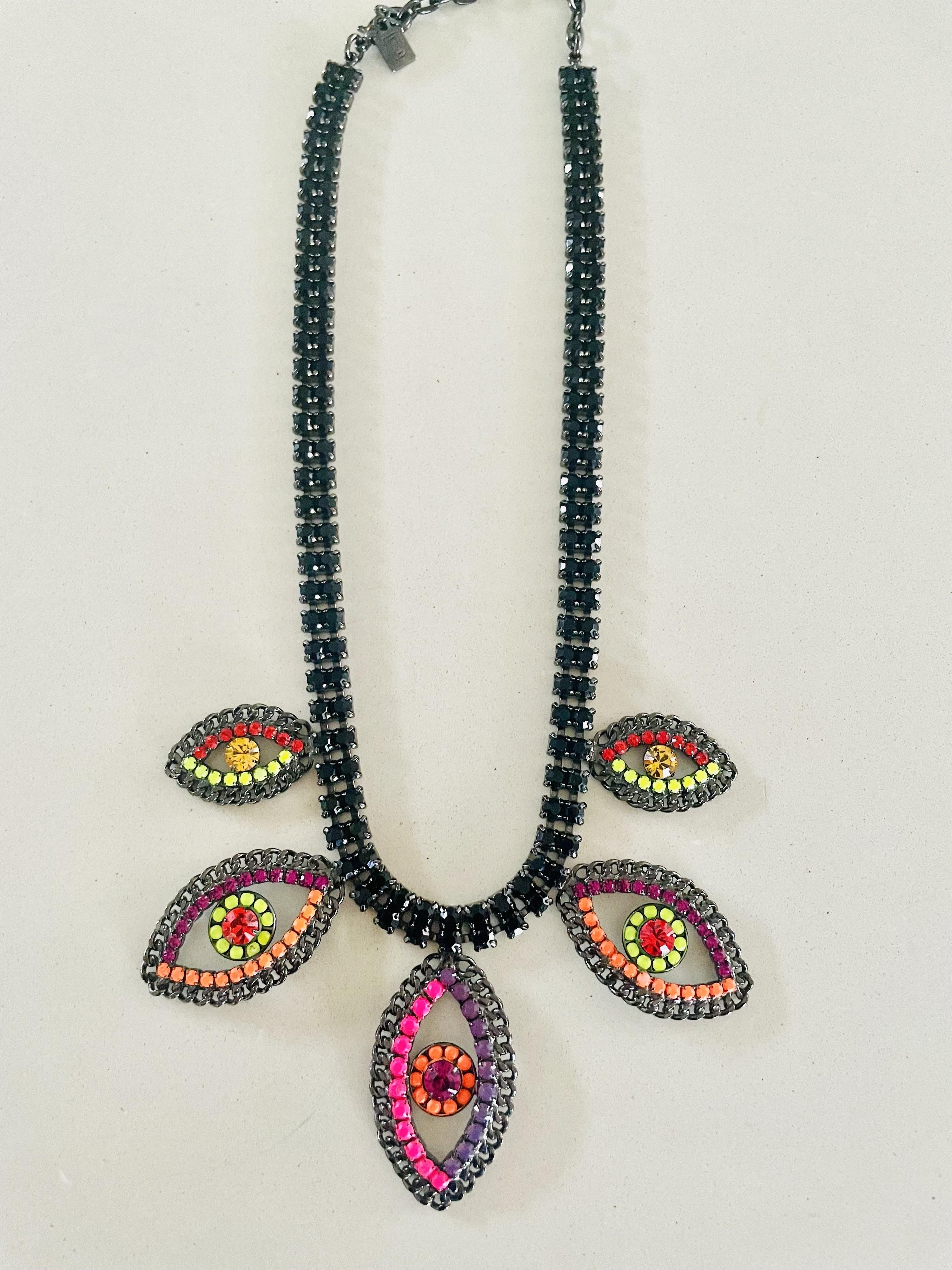 Dannijo Black Multi Eye Crystal Necklace