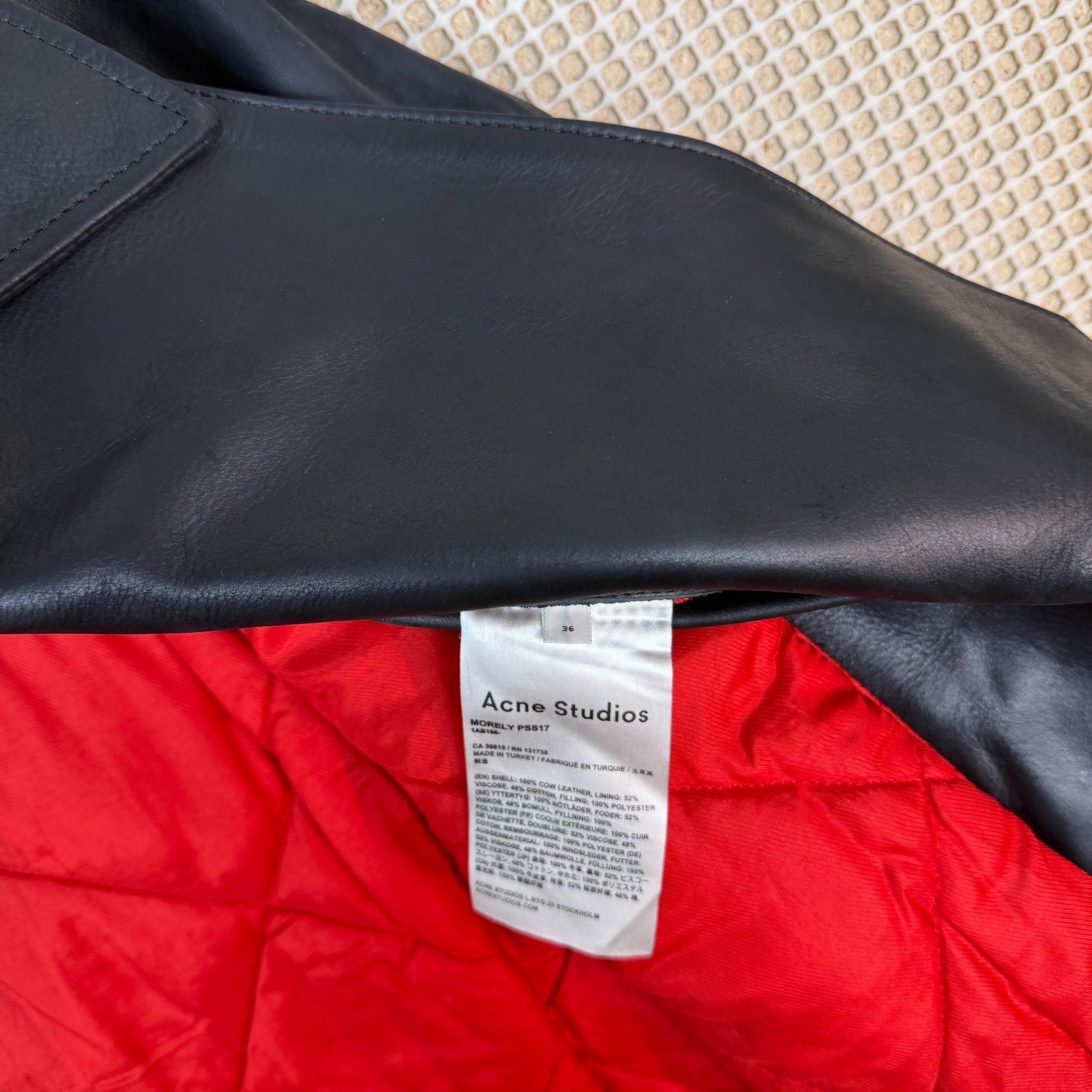 Acne Studios Morely Oversized Leather Biker Jacket (Size 36) thumbnail 7