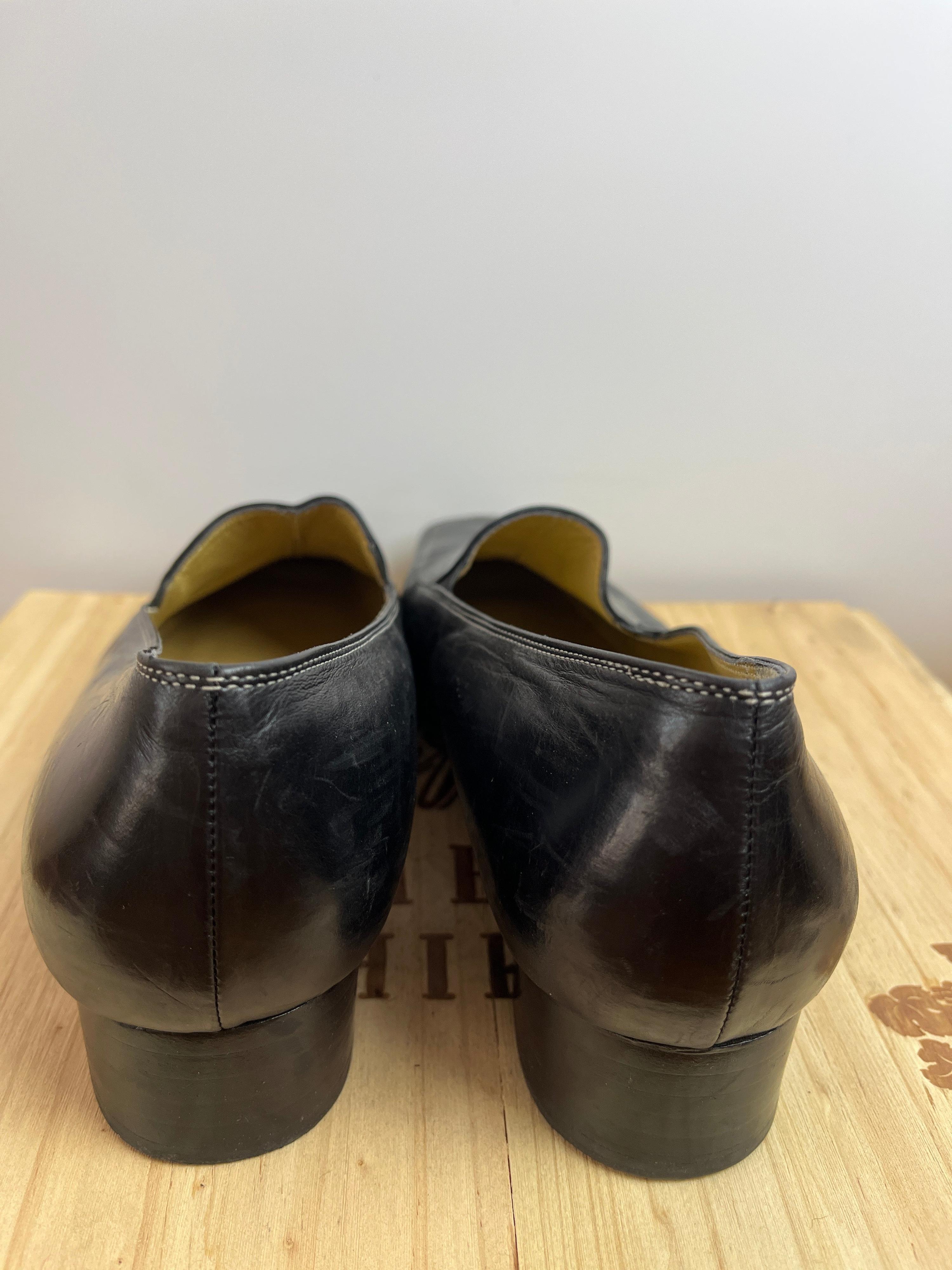 Vintage SACCHETTO TRIMOND Black Leather Mules Size 39.5 thumbnail 5