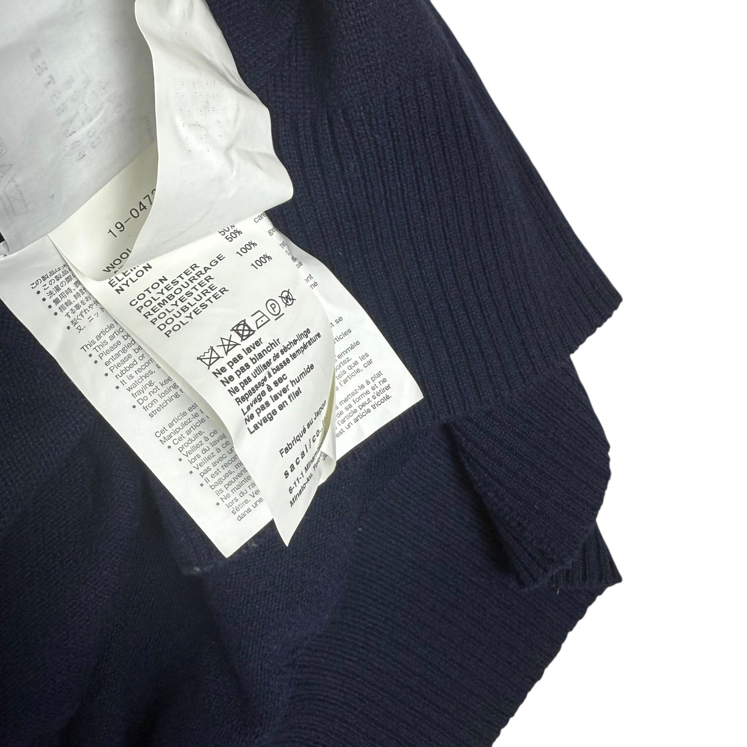 Sacai AW19 MA-1 Docking Wool Knit Zip-Up Midi Dress Navy (Size 1/S) thumbnail 7