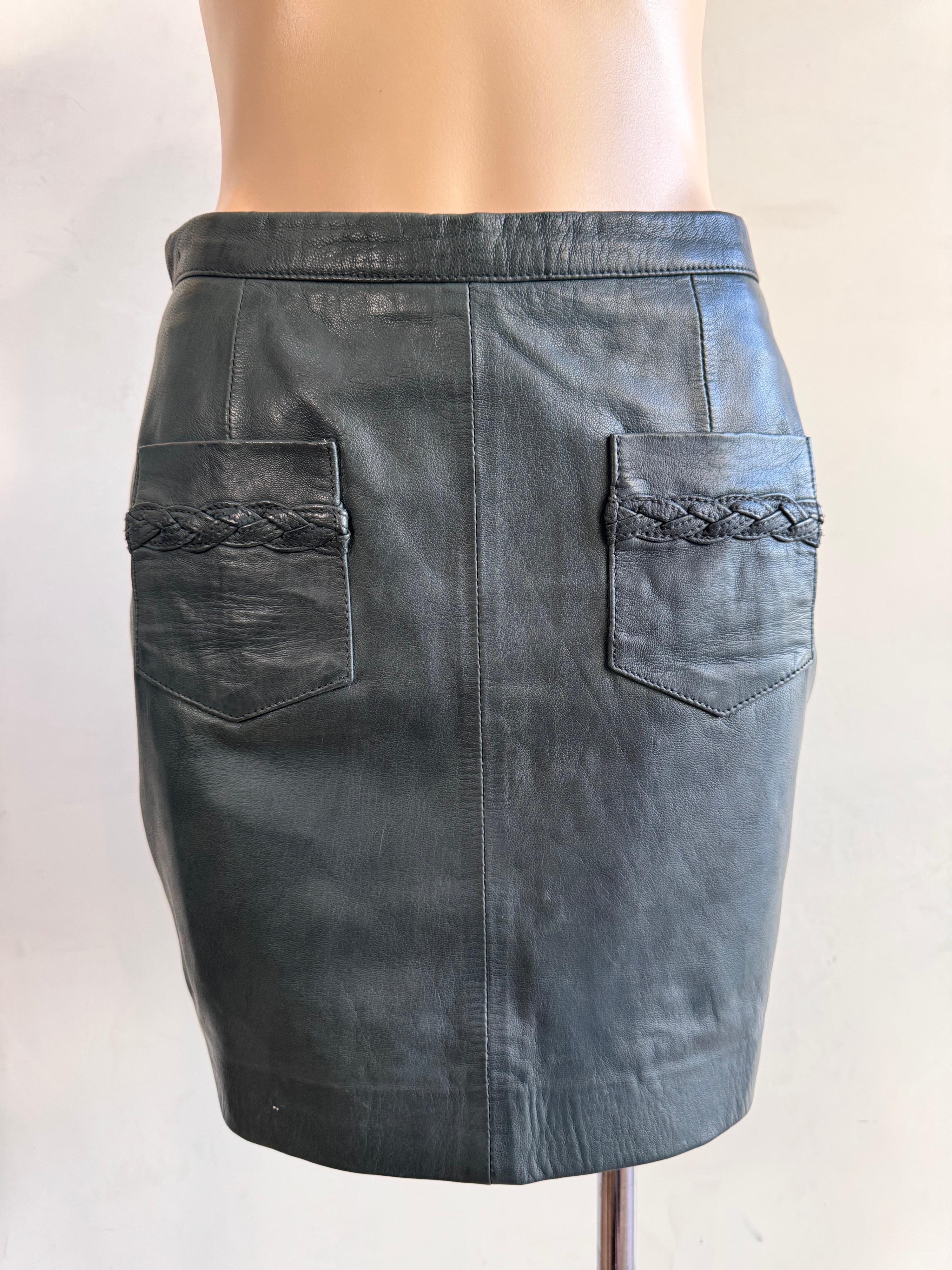 Ryder Teal Leather Skirt - size 10 thumbnail 3