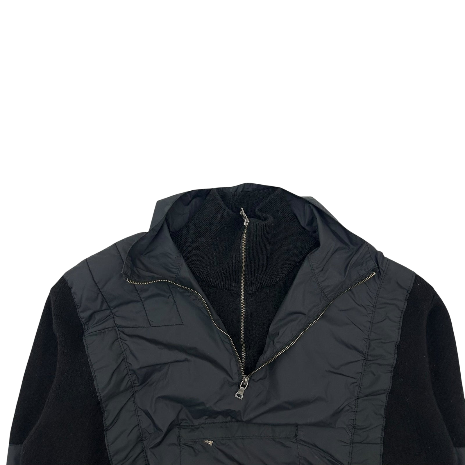 Vintage Prada Sport Layered Wool Nylon Zip Knit Sweatshirt (Fits M) thumbnail 2