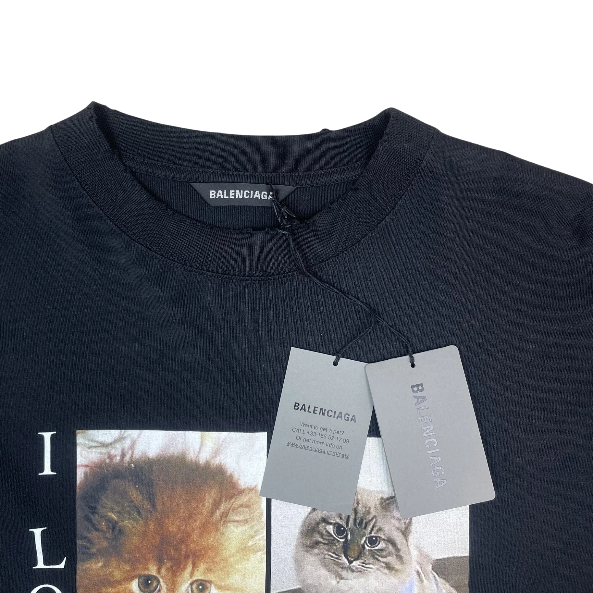 Balenciaga SS20 ‘I Love Cats’ Oversized Pre-Distressed T-Shirt Black (Fits Up To XXL) thumbnail 4