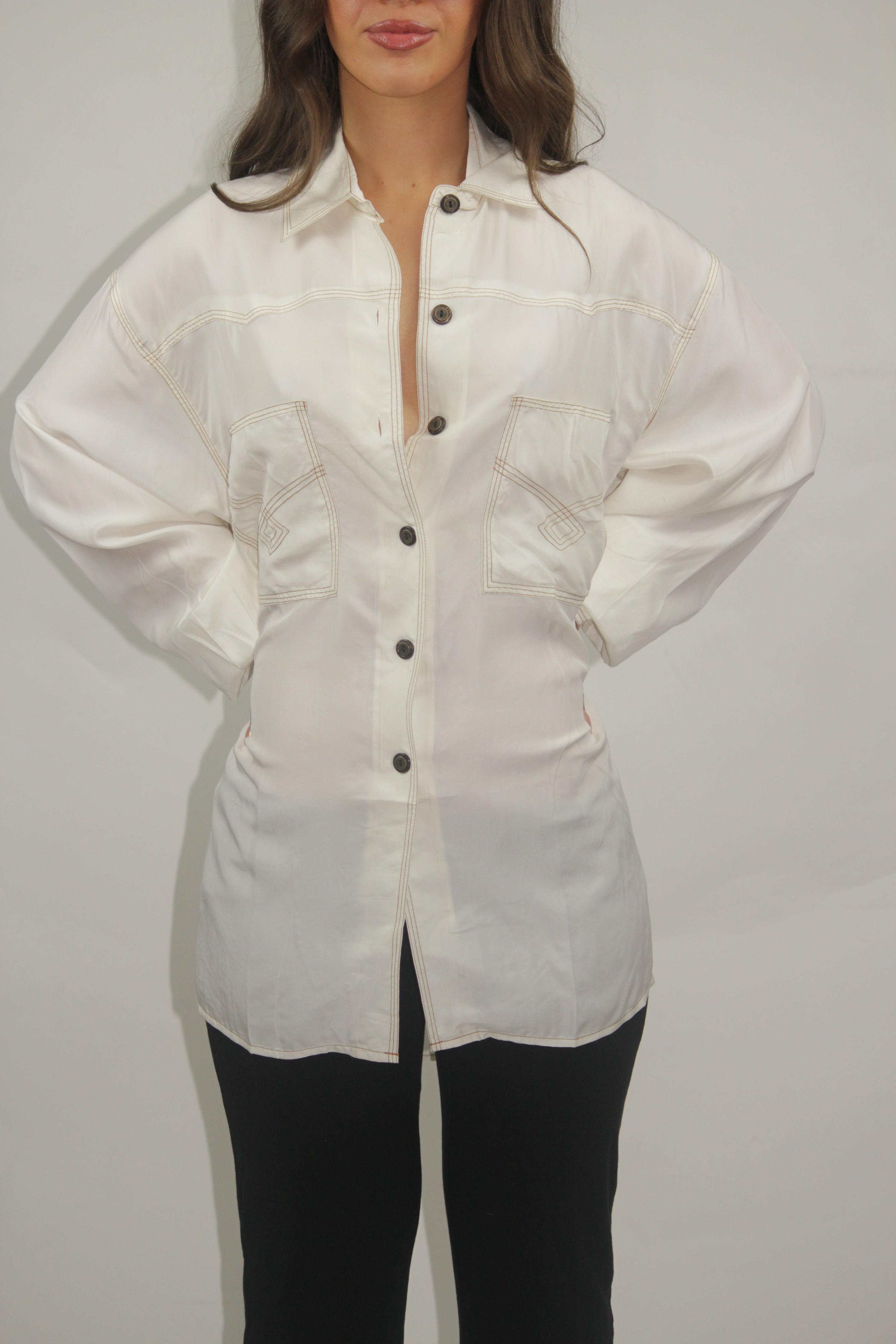 Gavamillo Off-White Silk Button-Up Shirt