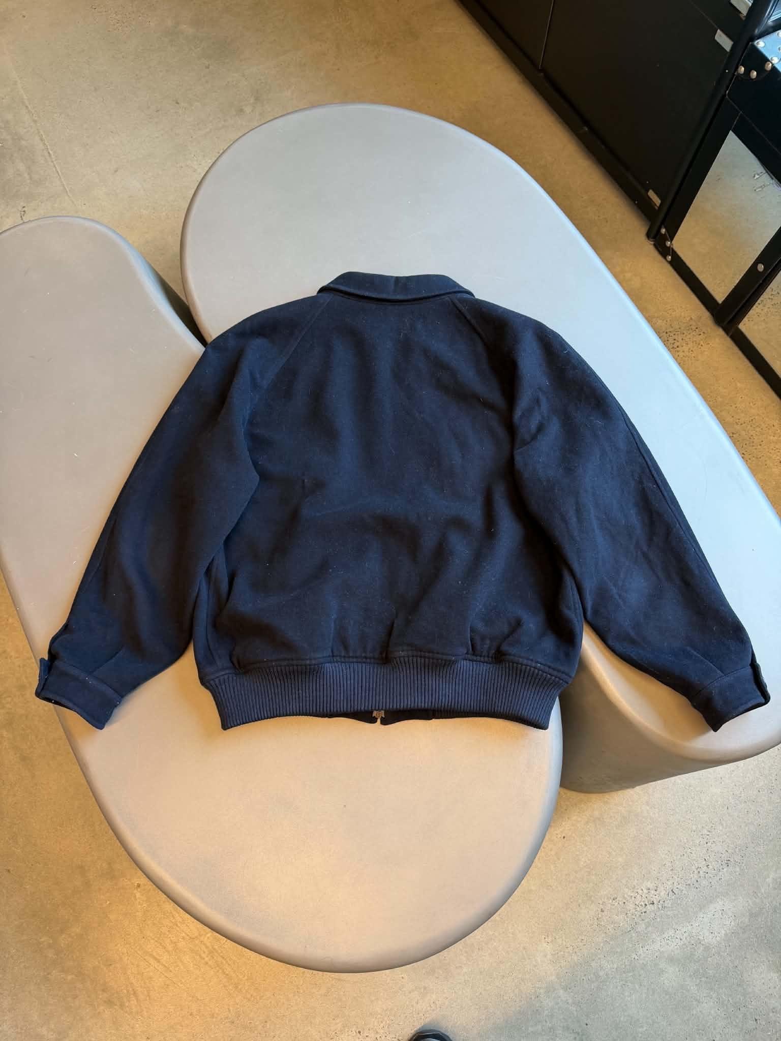 Burberry Vintage 80s-90s Hamilton Wool Bomber Jacket Navy (Made on Spain) (Size 54/XL) thumbnail 2