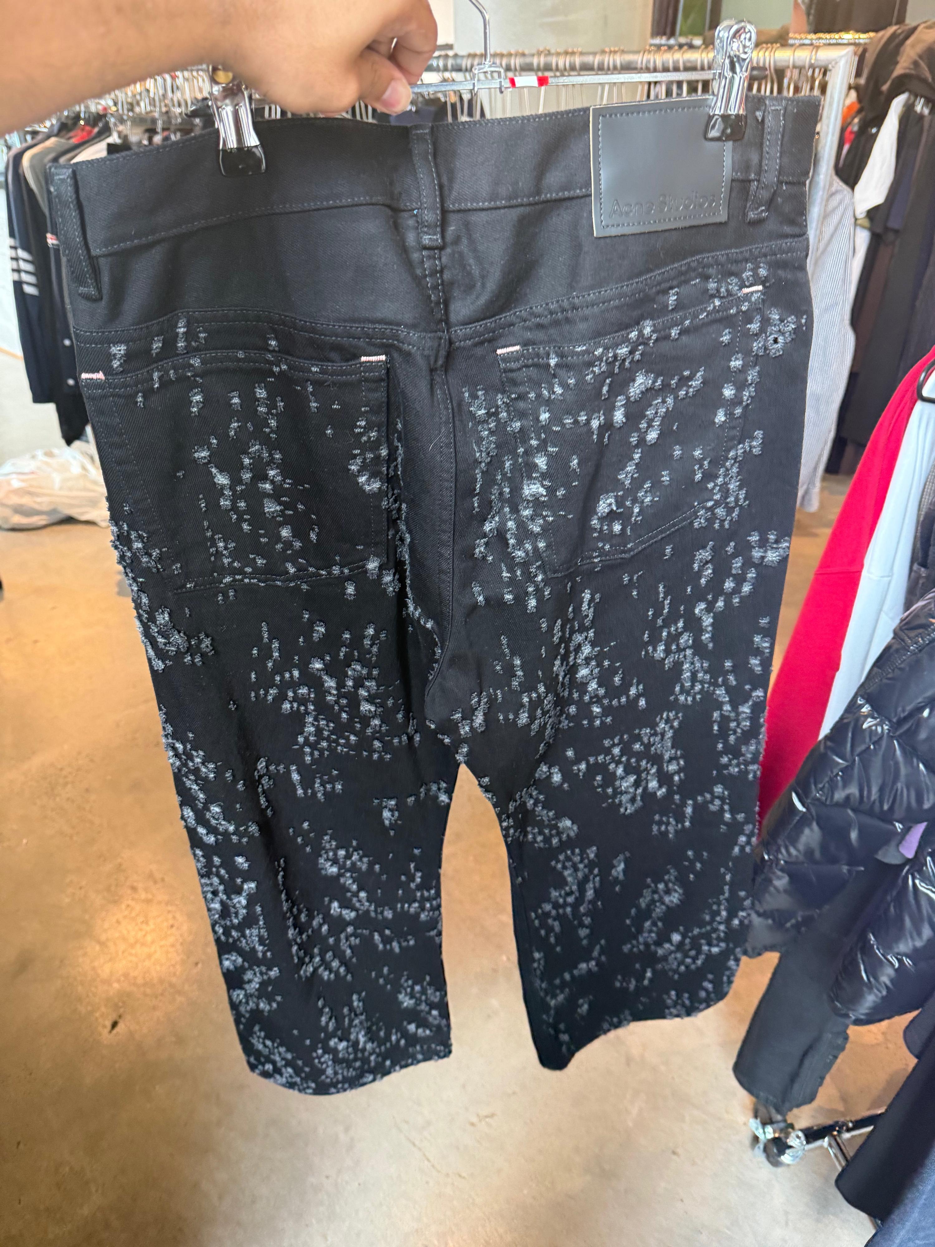 Acne Studios 2021M ‘Night Sky’ Distressed Loose-Fit Jeans Black (Size 33”)
