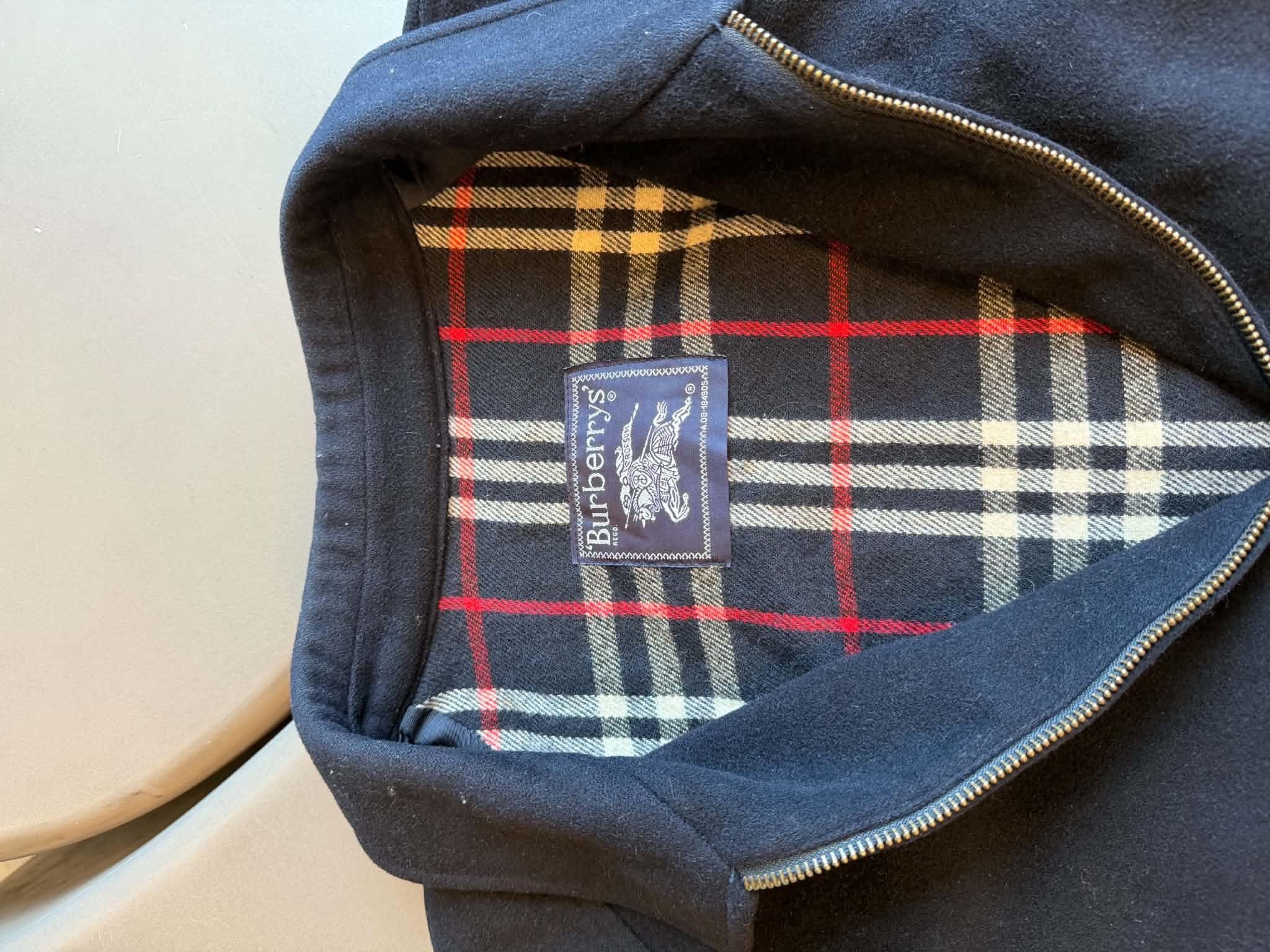 Burberry Vintage 80s-90s Hamilton Wool Bomber Jacket Navy (Made on Spain) (Size 54/XL) thumbnail 3