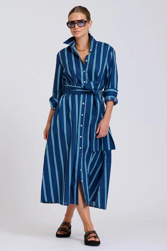 Shirty Navy Green Stripe Long Dress - XS thumbnail 3