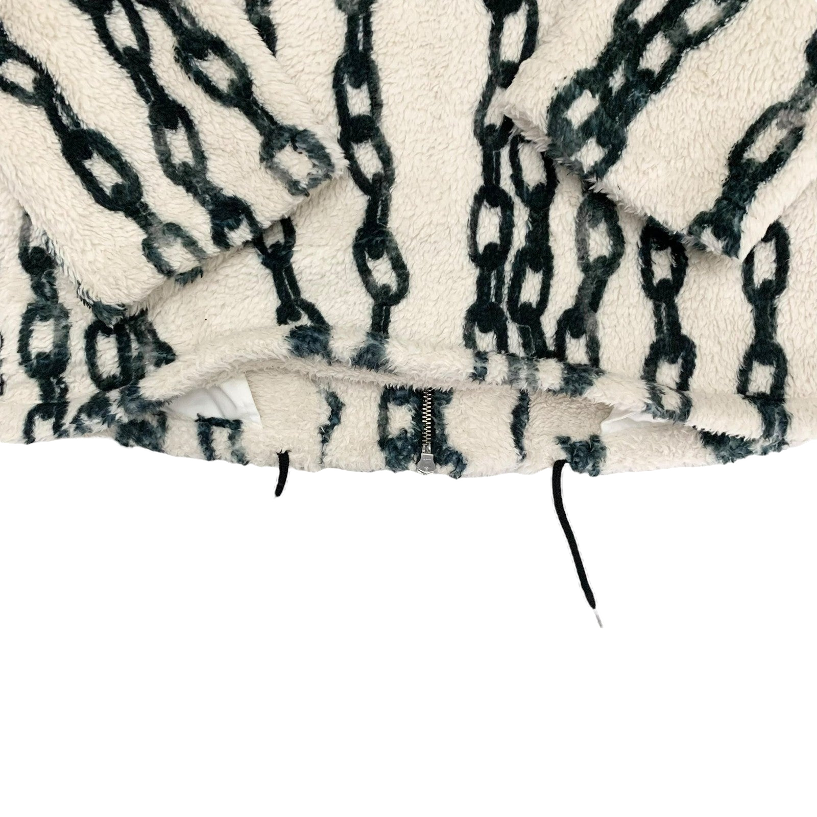 Sulvam Chain-Print Fleece Jacket Off-White / Green (Fits M-L) thumbnail 4