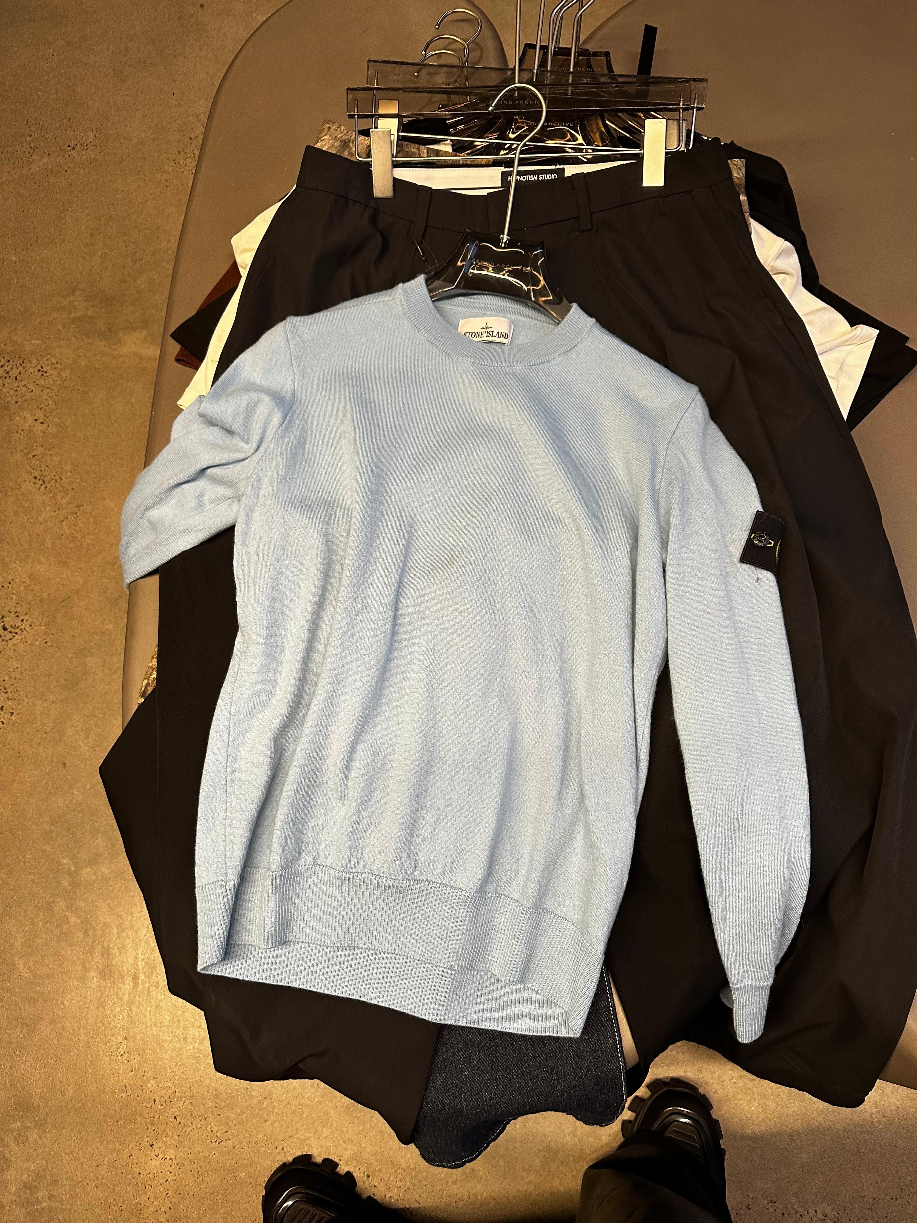 Stone Island Wool Knit Jumper Baby Blue (Fits M-L)
