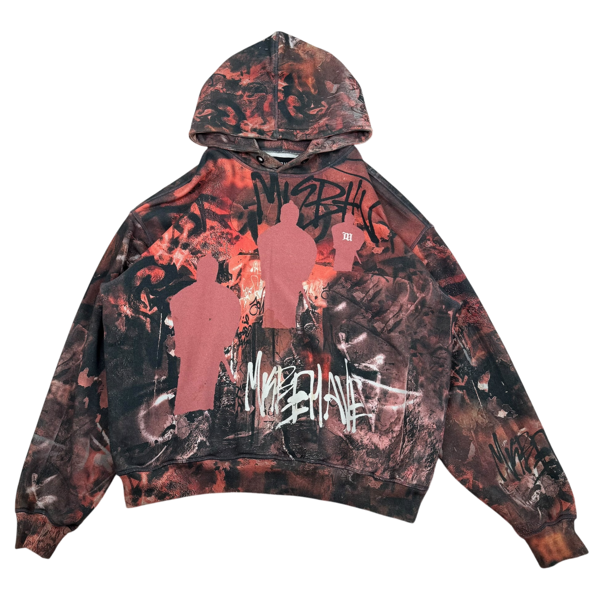 MISBHV Fight Club Graffiti-Print Hoodie Red/Black (Size L)