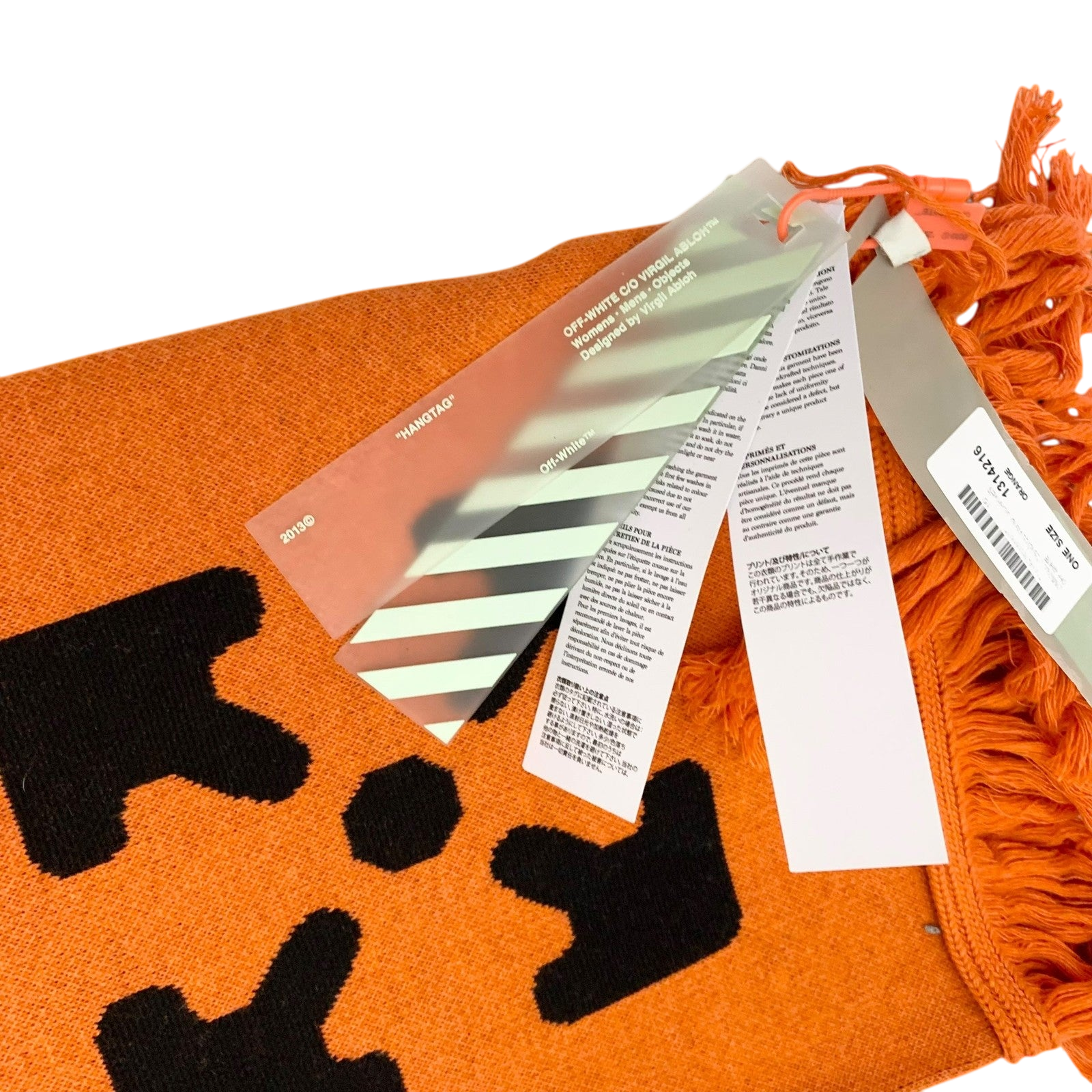 Off-White SS20 Logo Jacquard Knitted Scarf Orange thumbnail 2