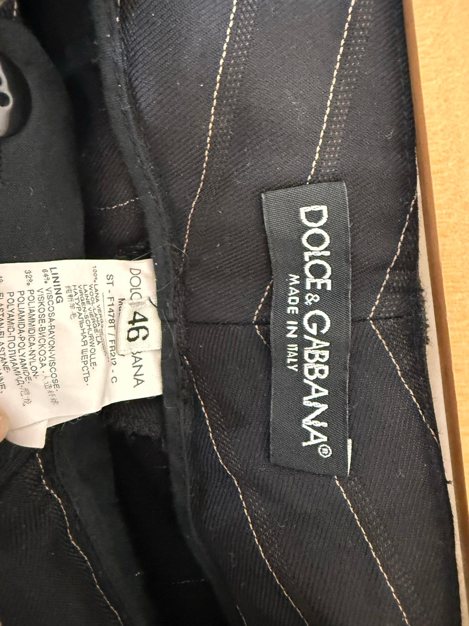 Dolce & Gabbana Black Pinstripe Pants 46 thumbnail 3