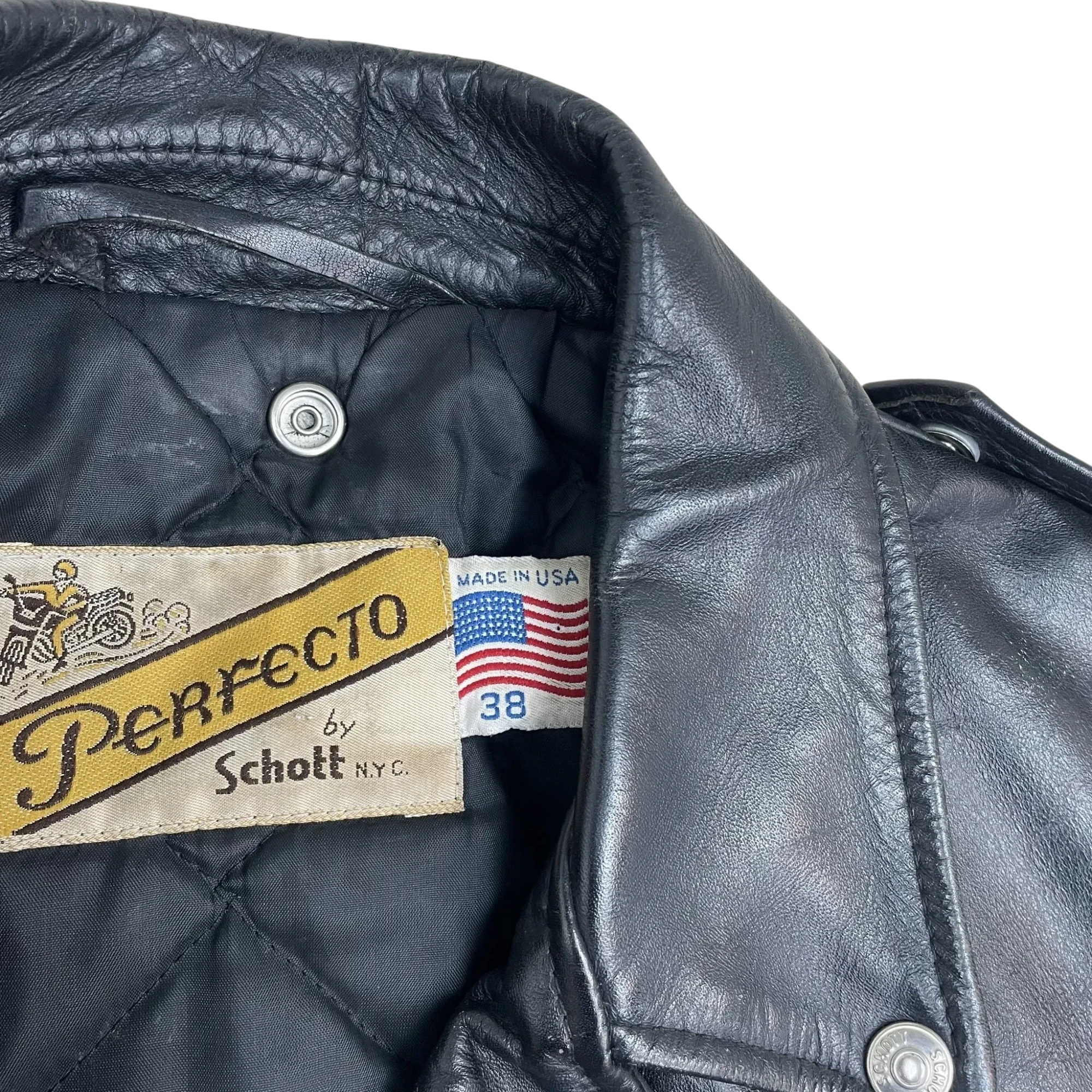Schott NYC Perfecto 618 Leather Jacket Black (Made in USA) (Size 38/Fits S-M) thumbnail 6