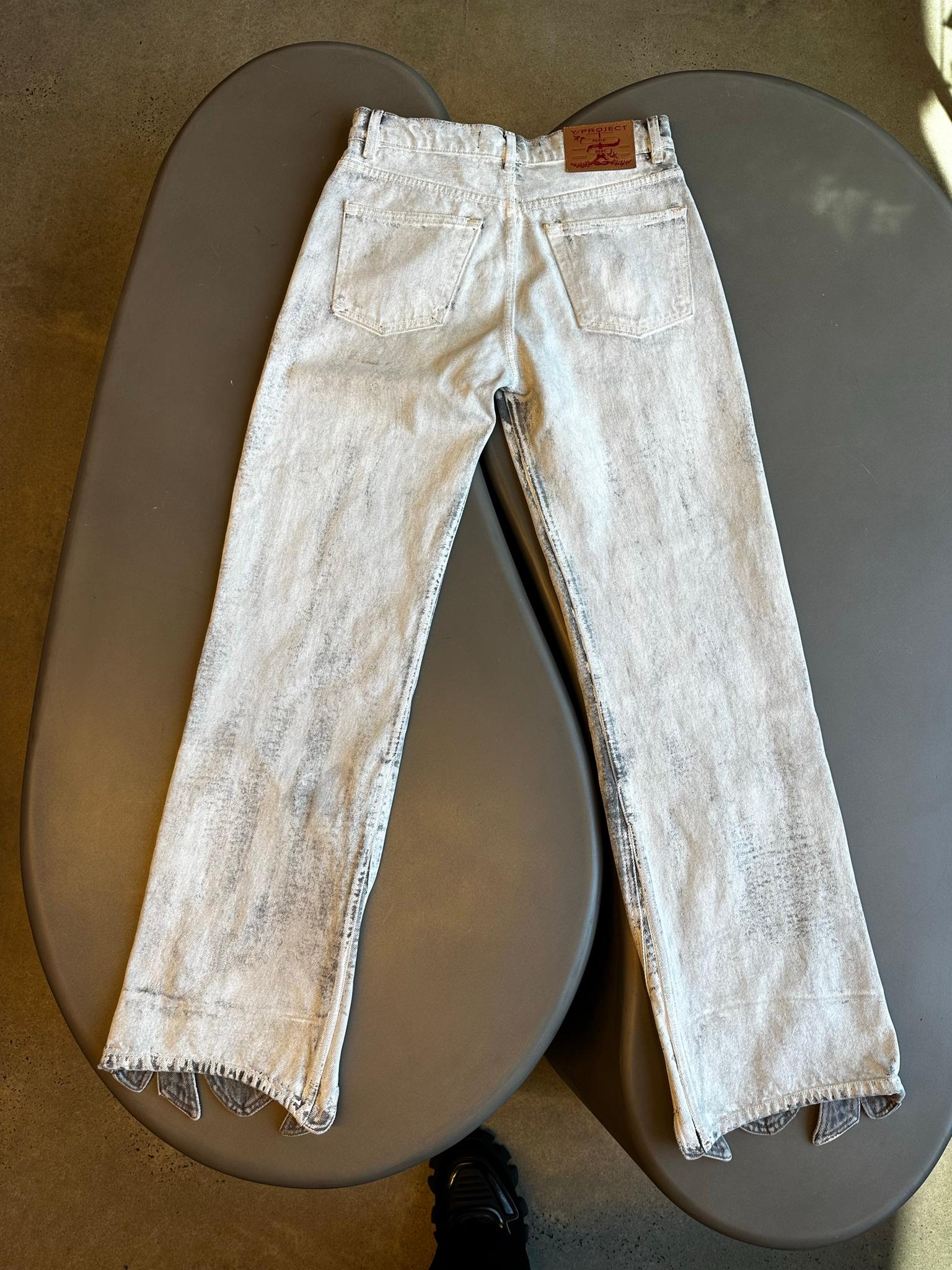 Y/Project Acid Wash Scalloped Hem Jeans White/Grey (Size 29) thumbnail 4