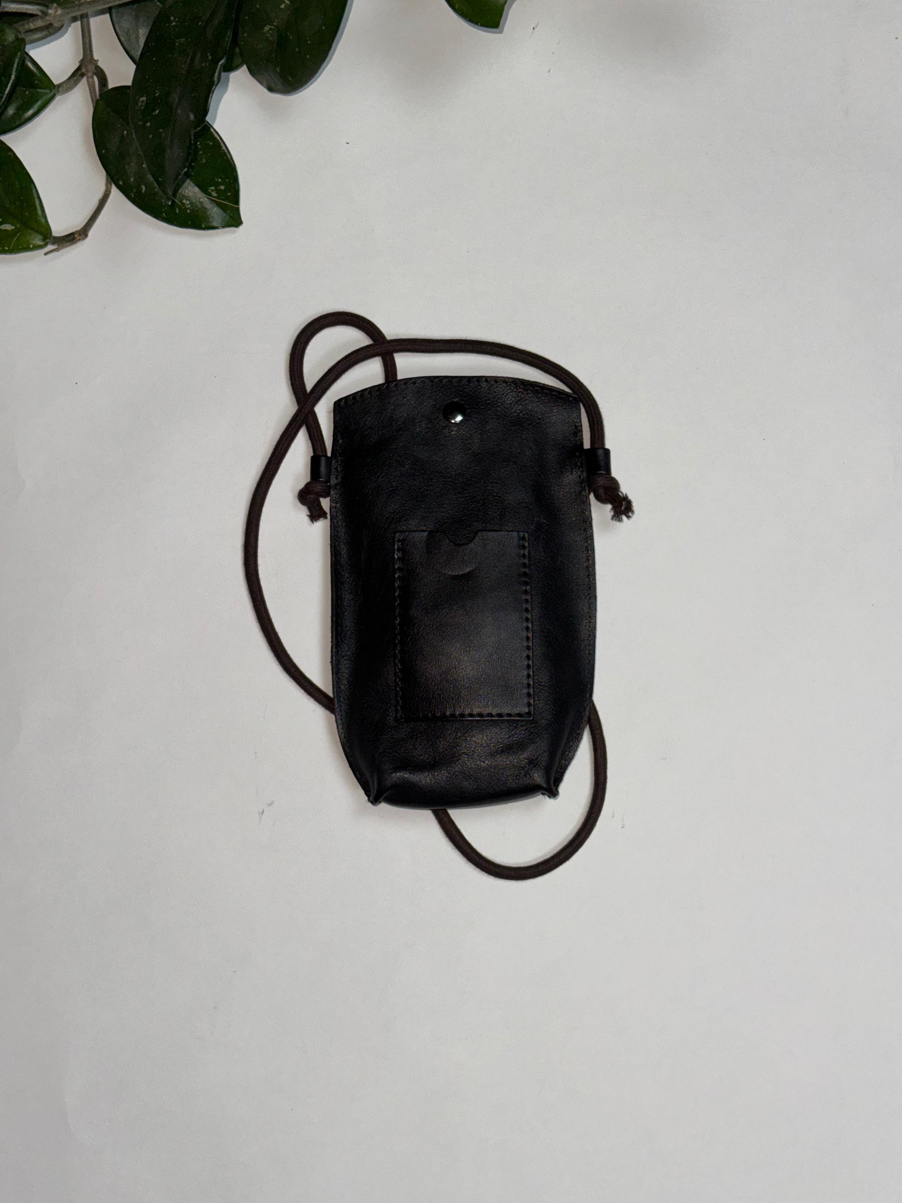 Black Leather Smiley Pouch thumbnail 2
