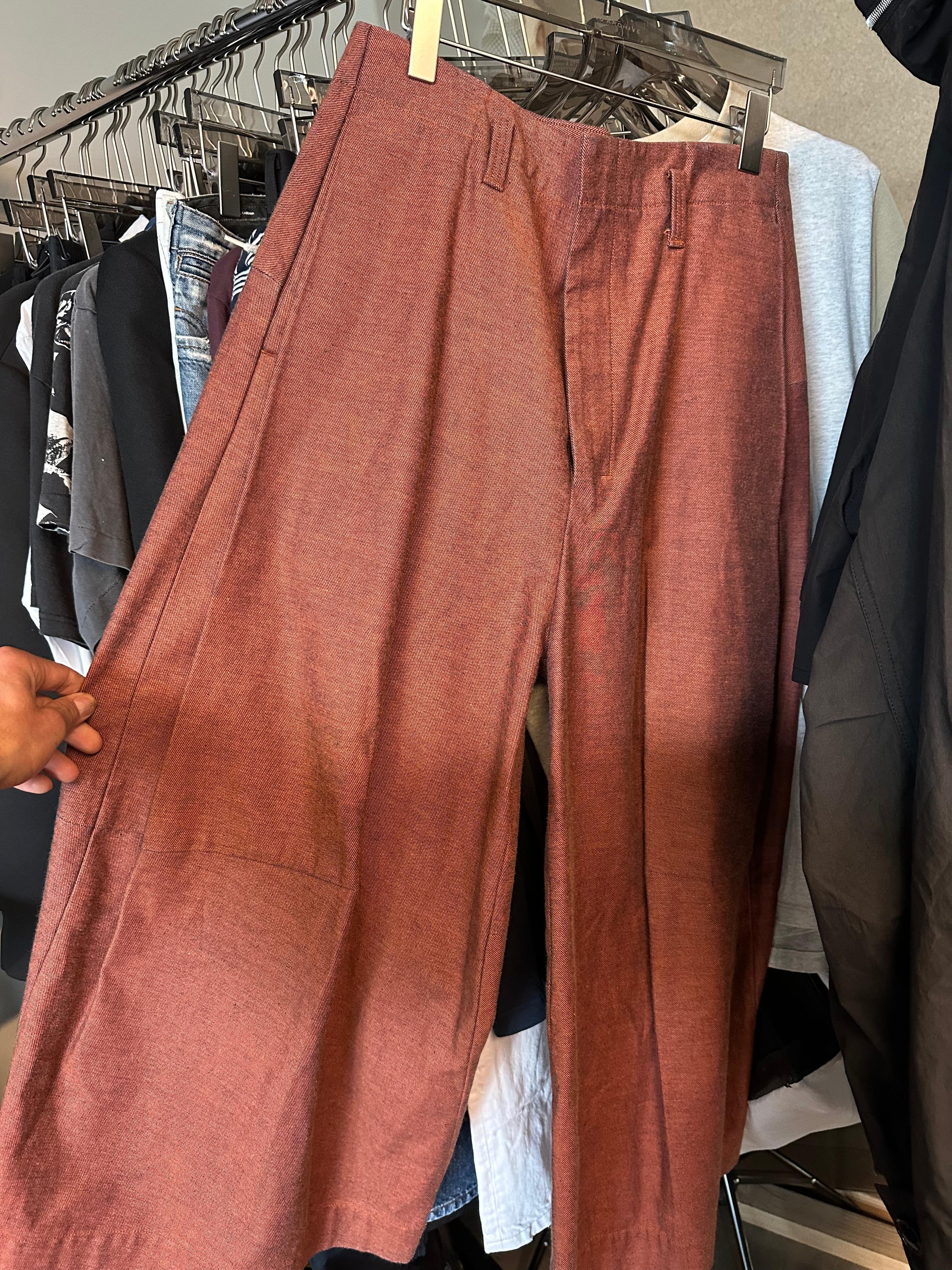 Shinya Kozuka Sample Wide-Leg Pleated Pants Brick Orange (Fits M-L)