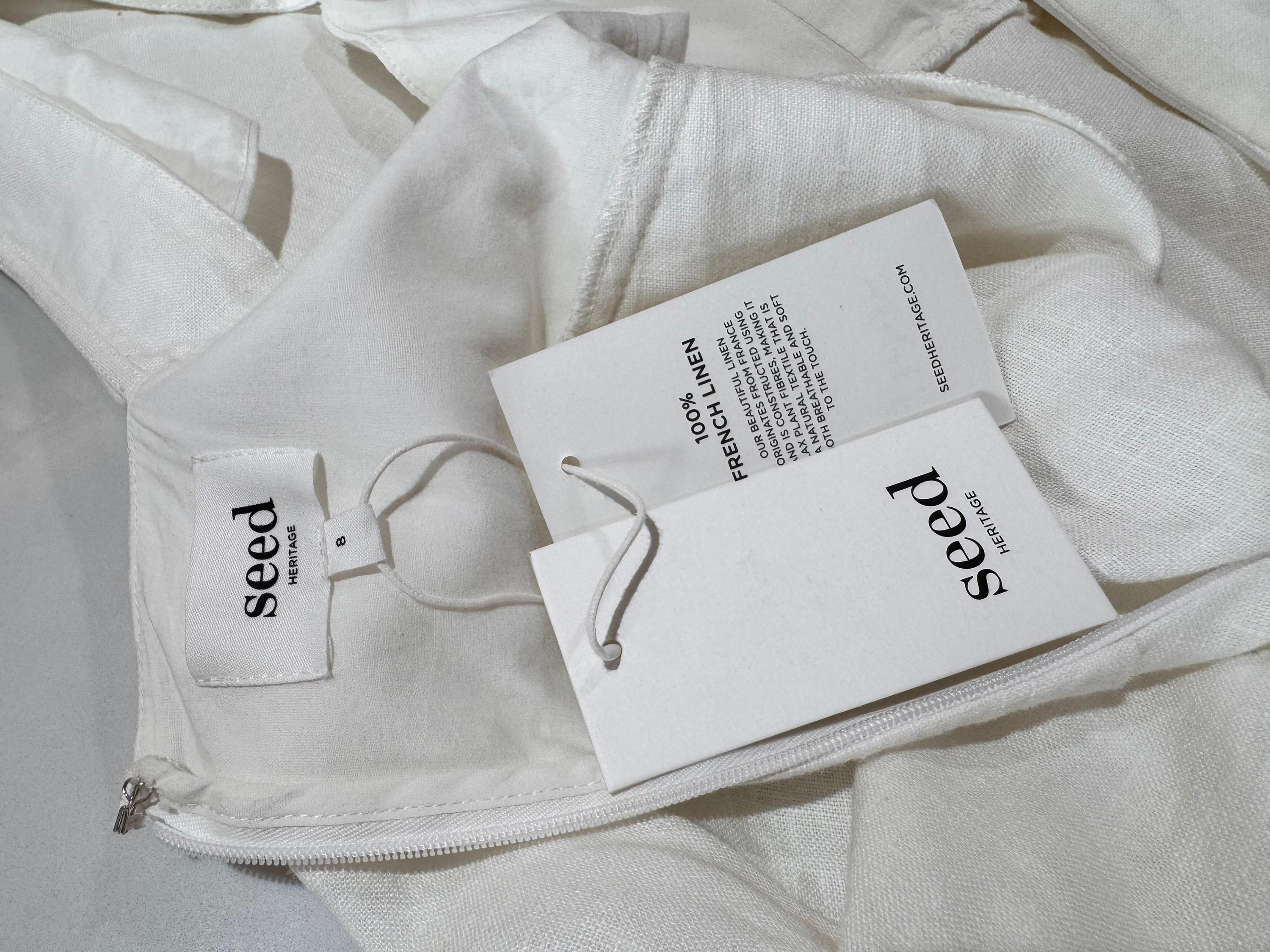 Seed Whisper White Linen dress NWT - size 8 thumbnail 7