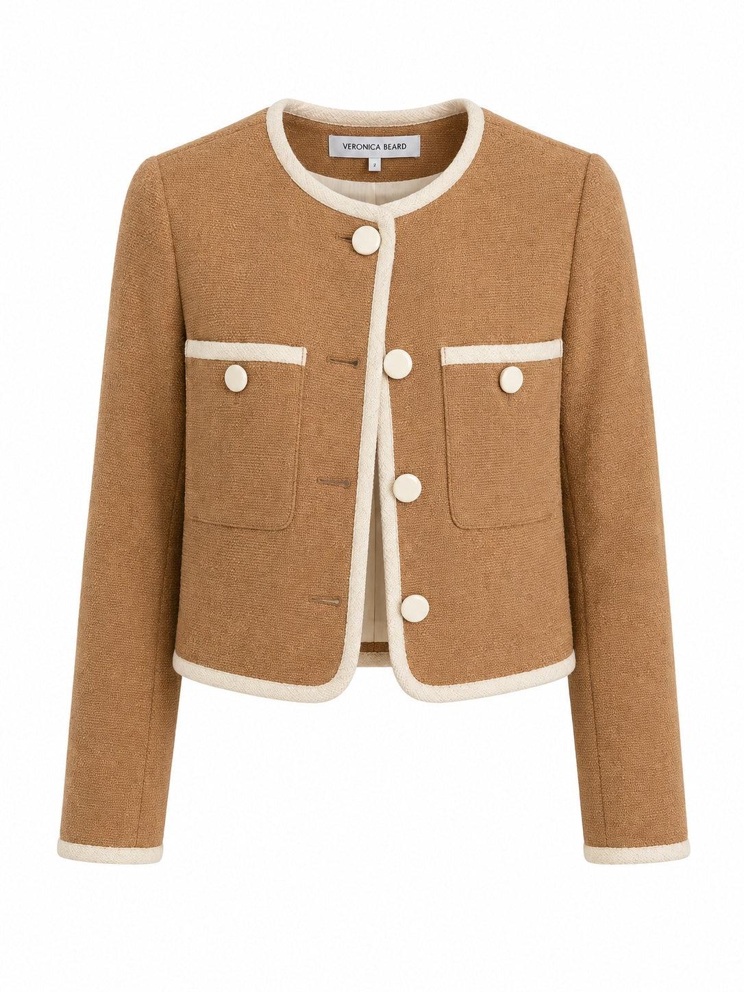 Veronica Beard Camel Cream Trim Jacket US 2