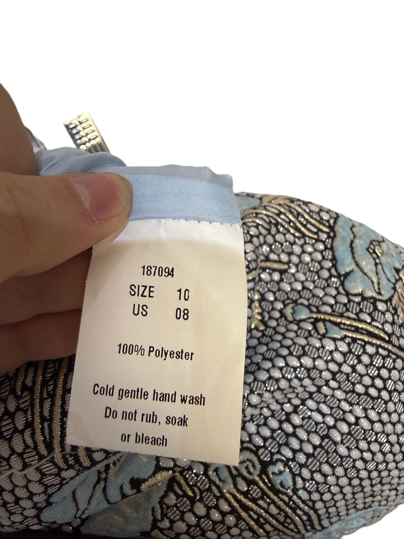 Carla Zampatti Blue Floral Brocade Pencil Skirt 10 thumbnail 4