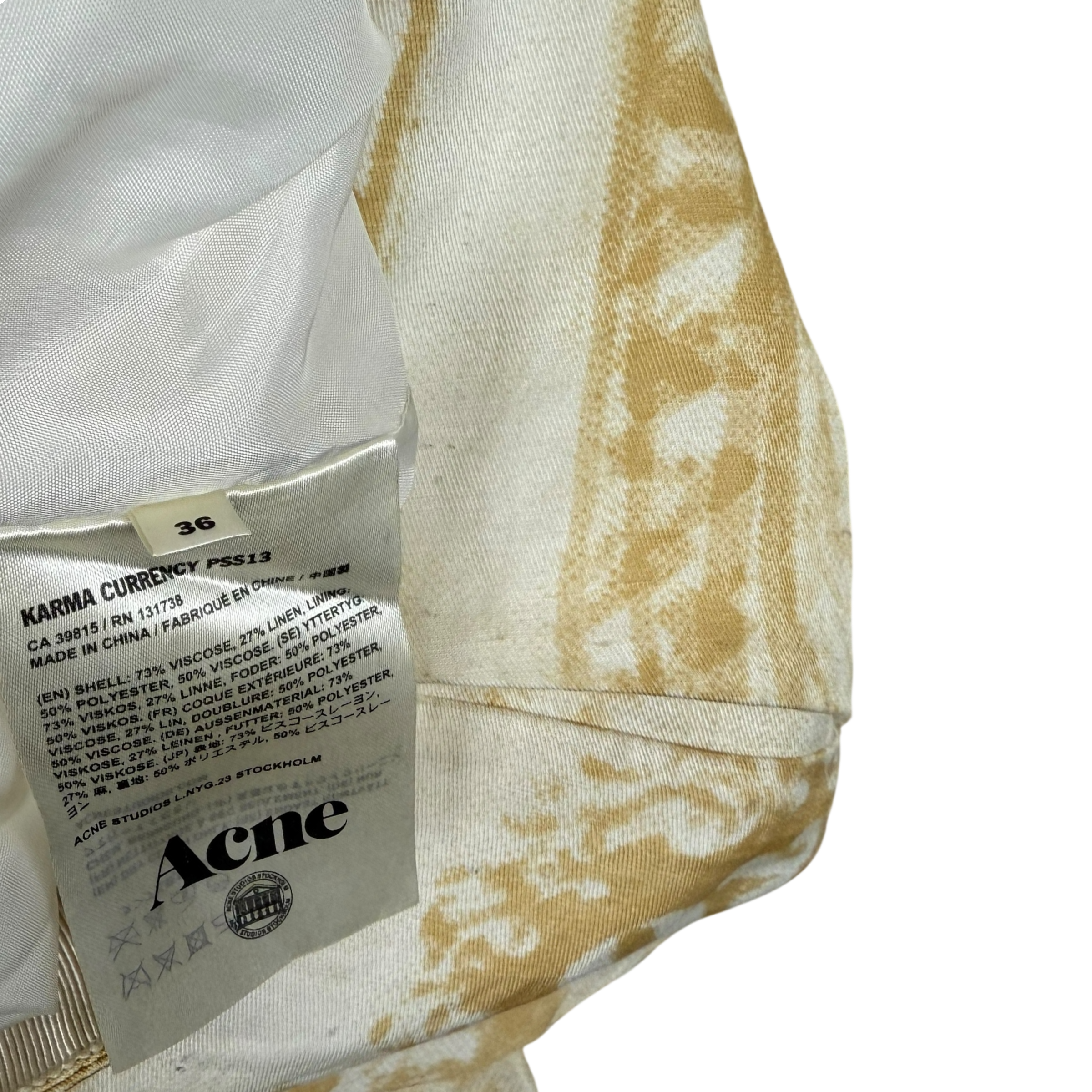 Acne Studios SS13 Karma Currency Linen Blend Pants Yellow/White (Size 36) thumbnail 5