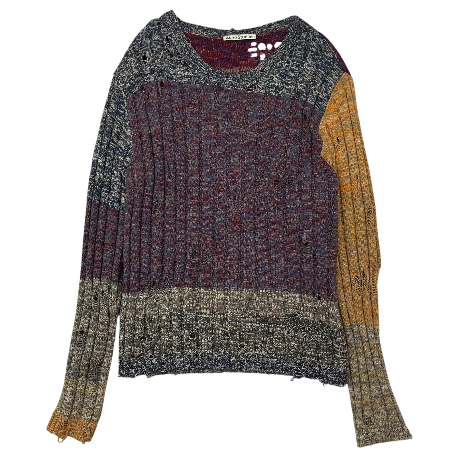 Acne Studios Karlos Distressed Melange Knit Sweatshirt (Fits L-XL)