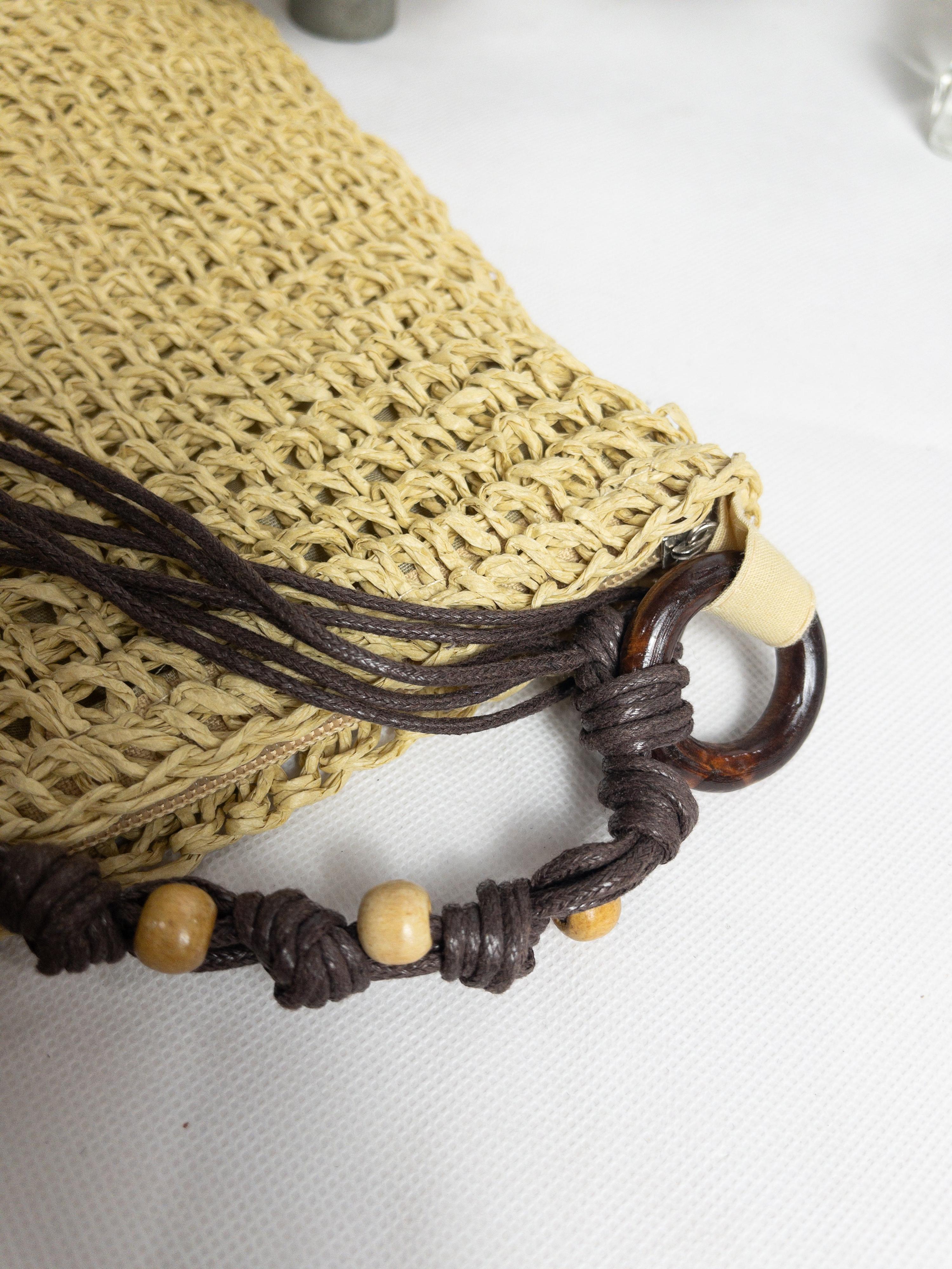 Natural Straw Crossbody Bag with Wooden Beads thumbnail 4