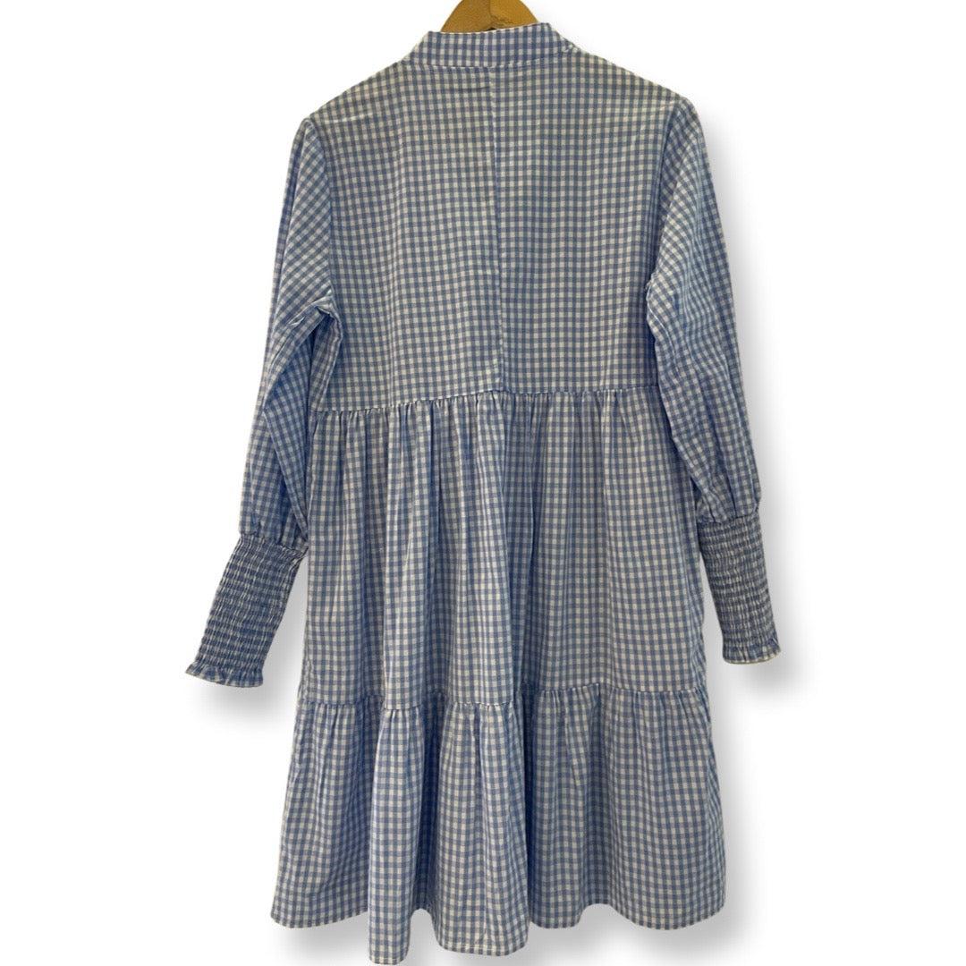 Gingham V Tiered Dress - XLarge / Blue thumbnail 2