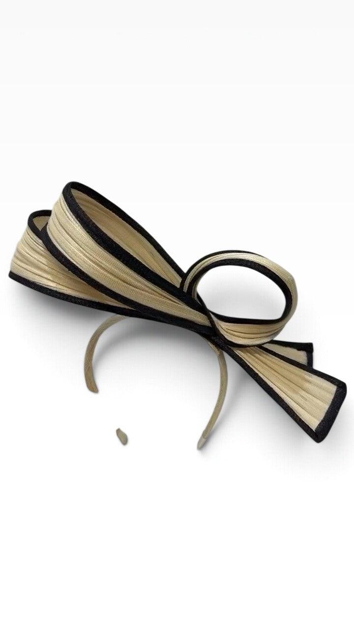 Gregory Ladner Beige Black Twist Fascinator Headband