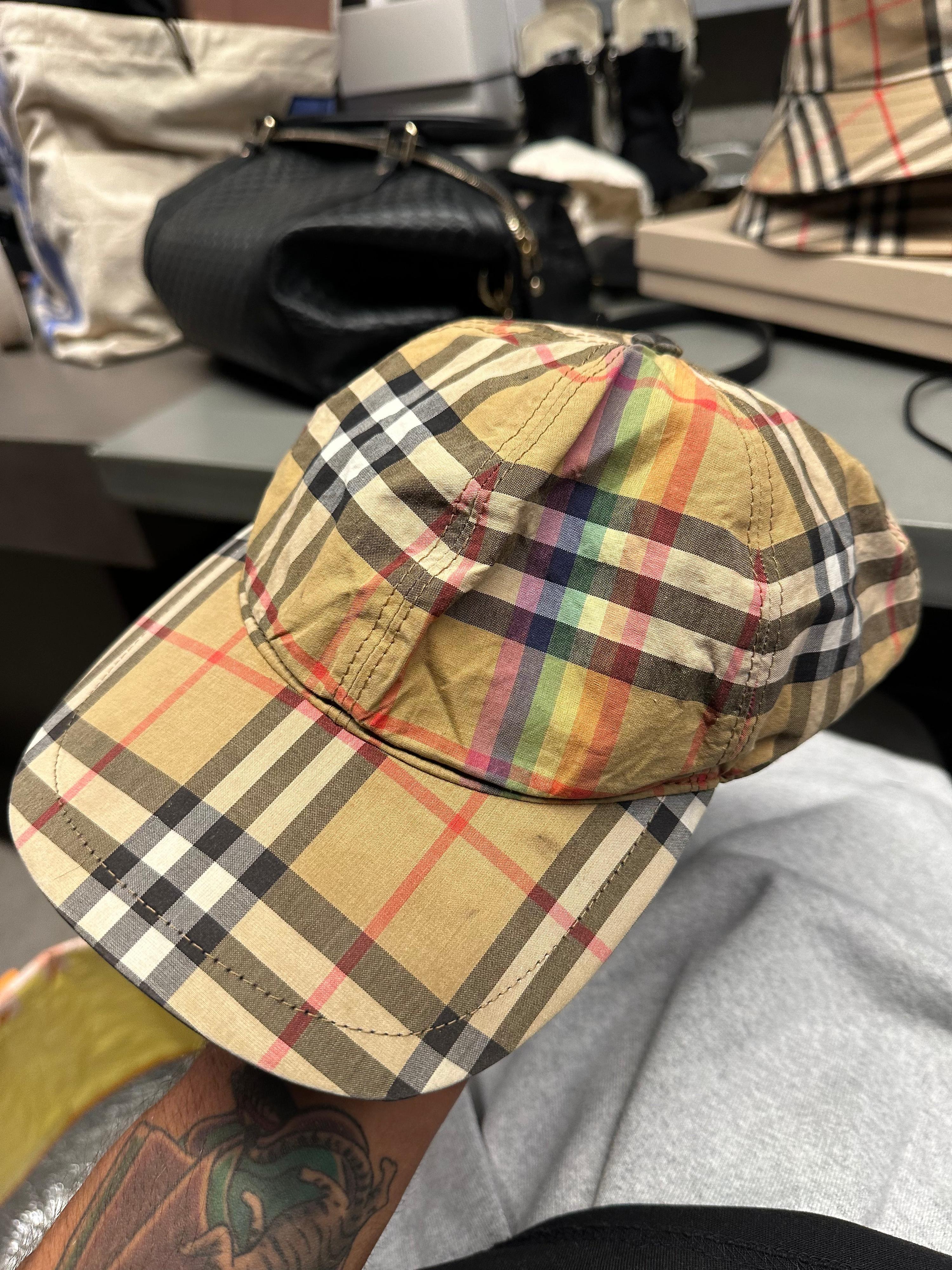 Burberry SS22 Rainbow Strip Nova Check Hat (Size M/L)
