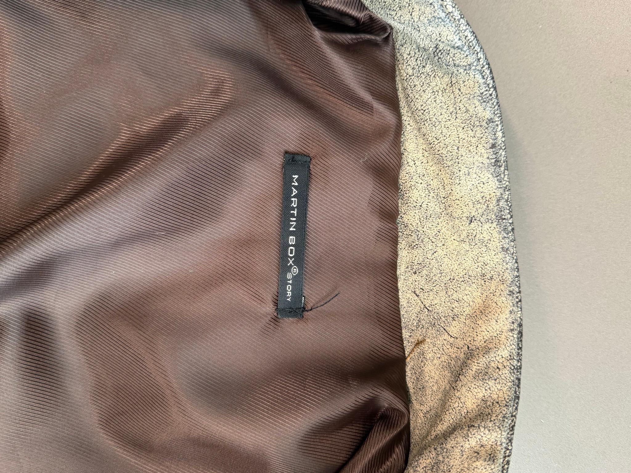 Martin Box Story Distressed Leather Jacket Grey (Size L) thumbnail 2