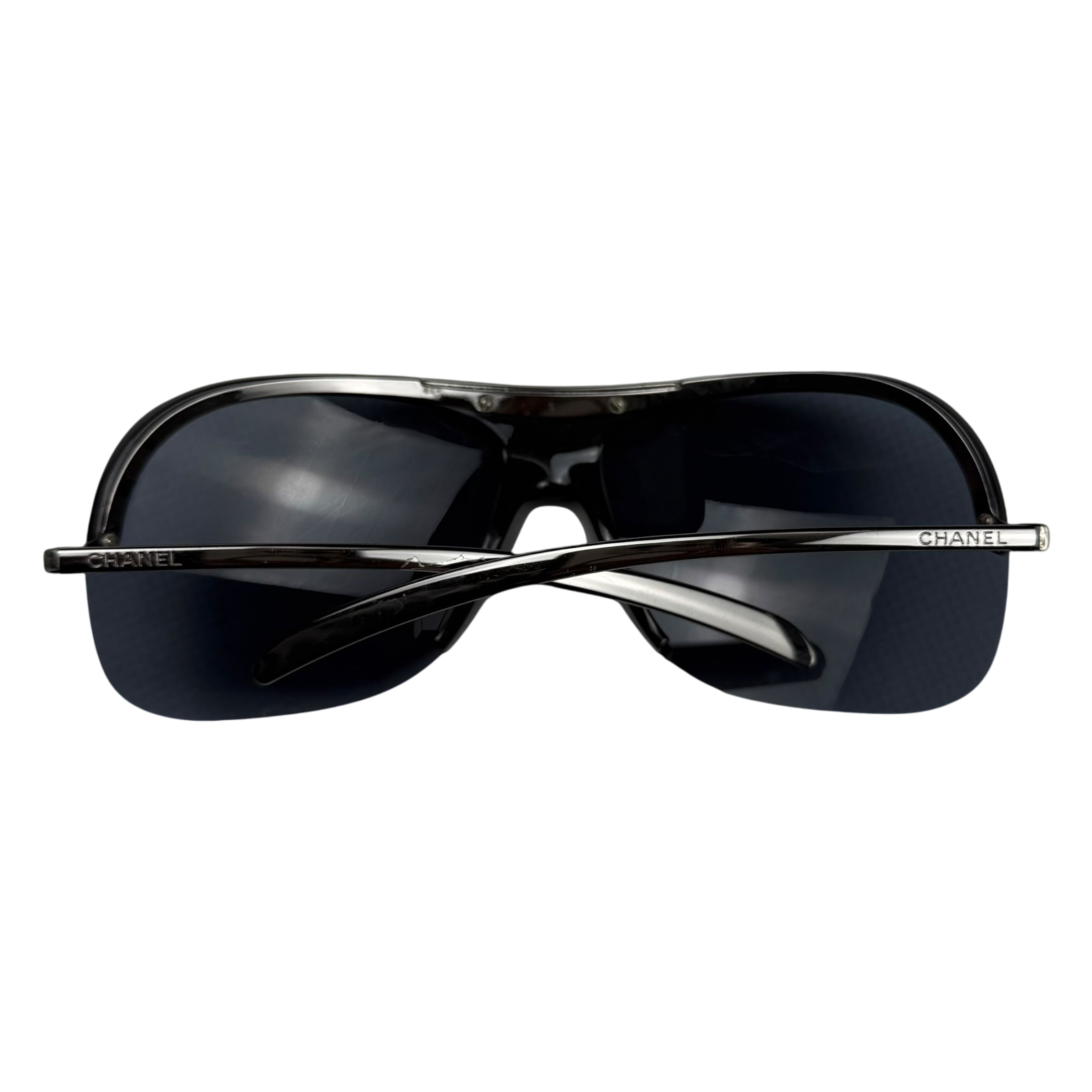 Chanel Rimless Shield Sunglasses Black/Petrol Blue thumbnail 6