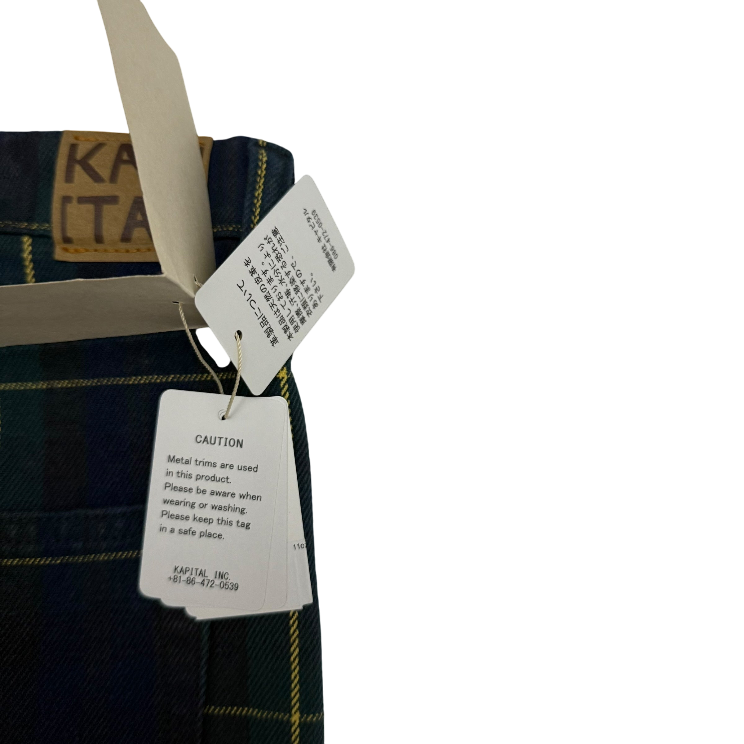 Kapital 11oz Tartan Check 5P Monkey Cisco Jeans (Studs Remake) Navy (Size 38”) thumbnail 7