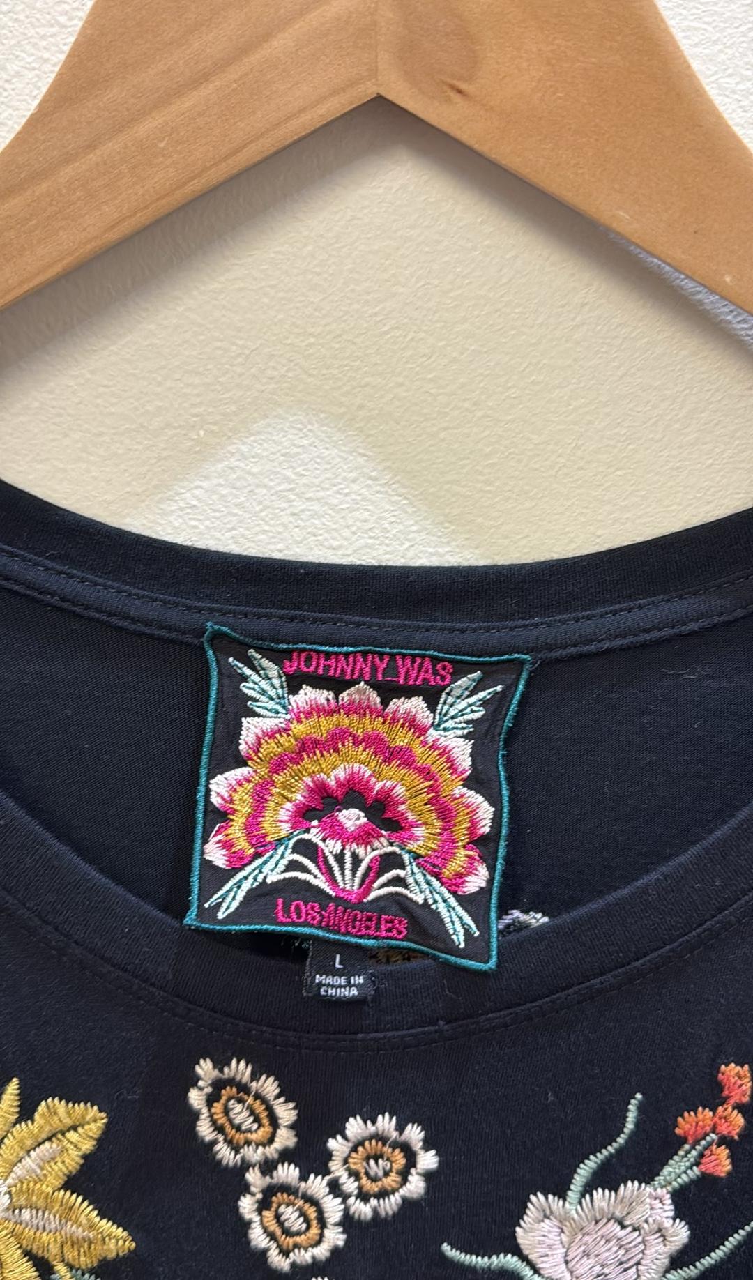 Johnny Was Black Embroidered Maxi Dress L thumbnail 2